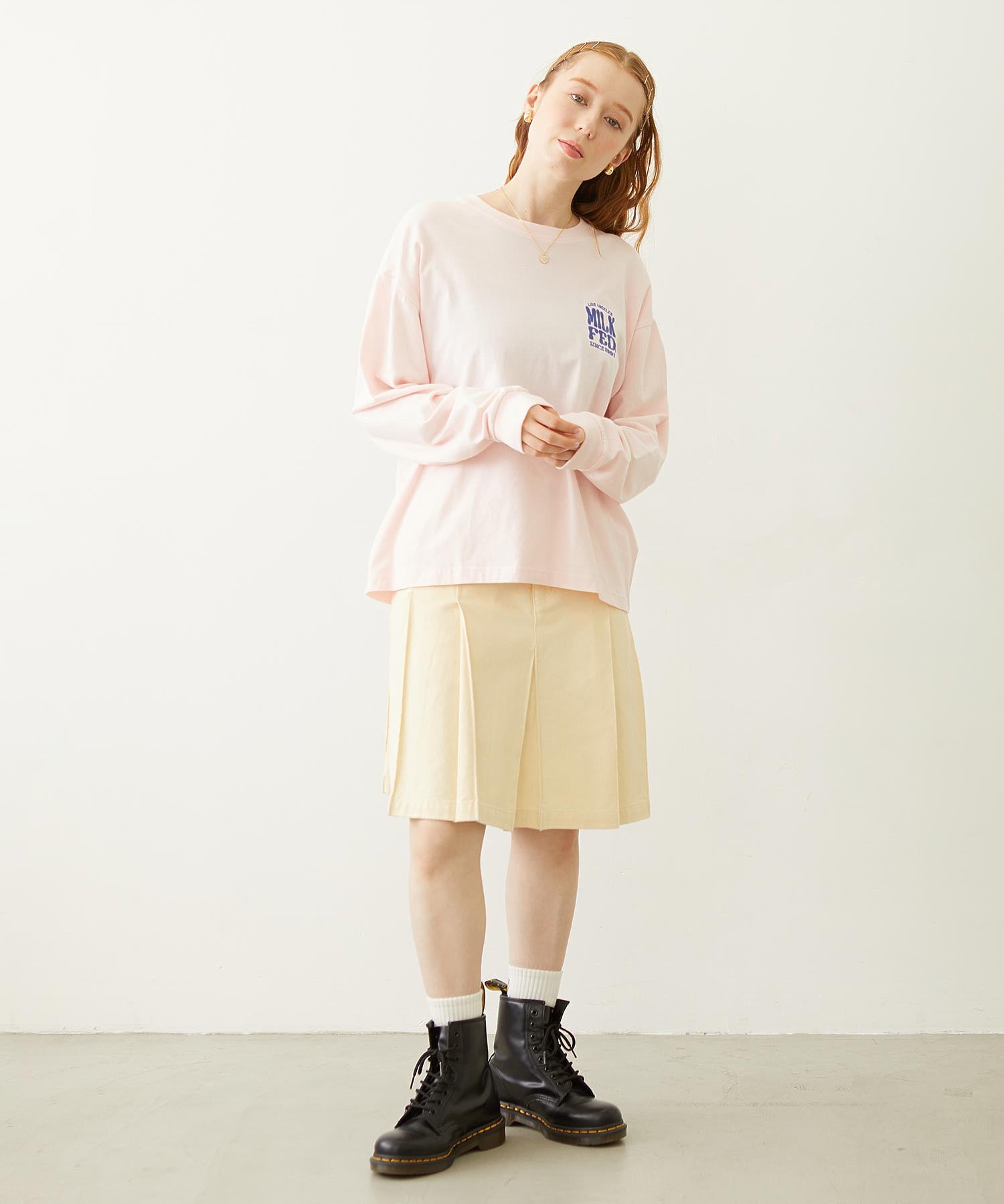 FLOWER DOT PATTERN LOGO WIDE L/S TEE