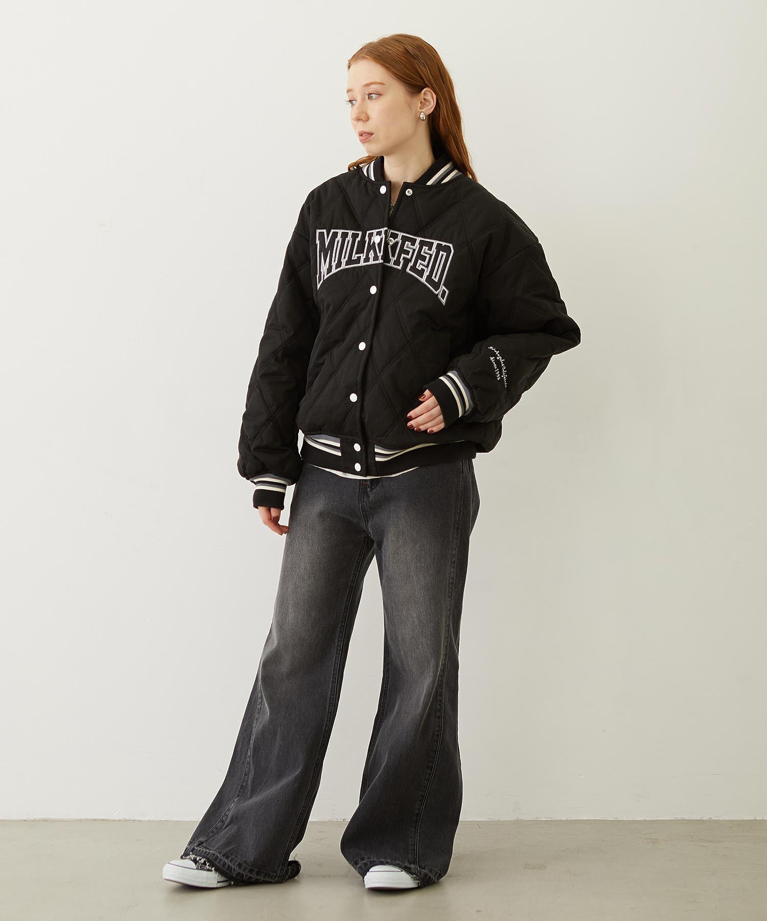 SATIN LOGO PATCH QUILTED JACKET