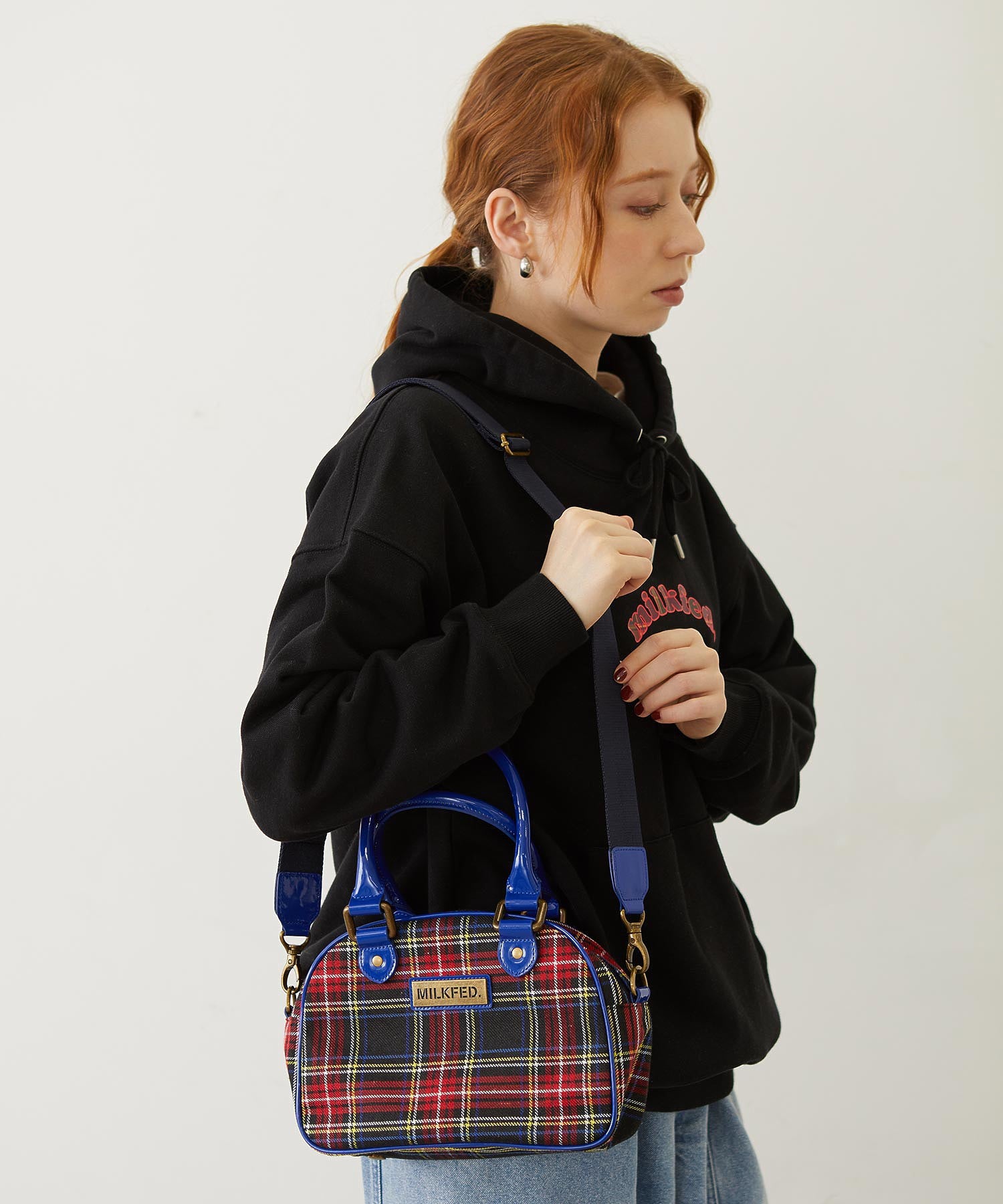 PLAID PATTERN BOSTON BAG