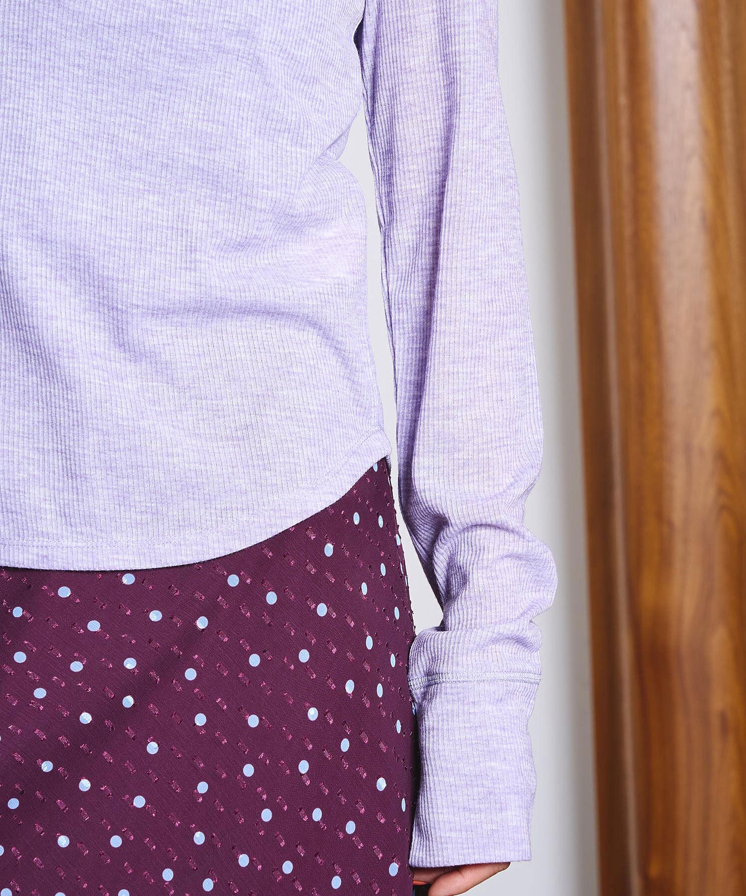 HOODED HENLEY RIB TOP