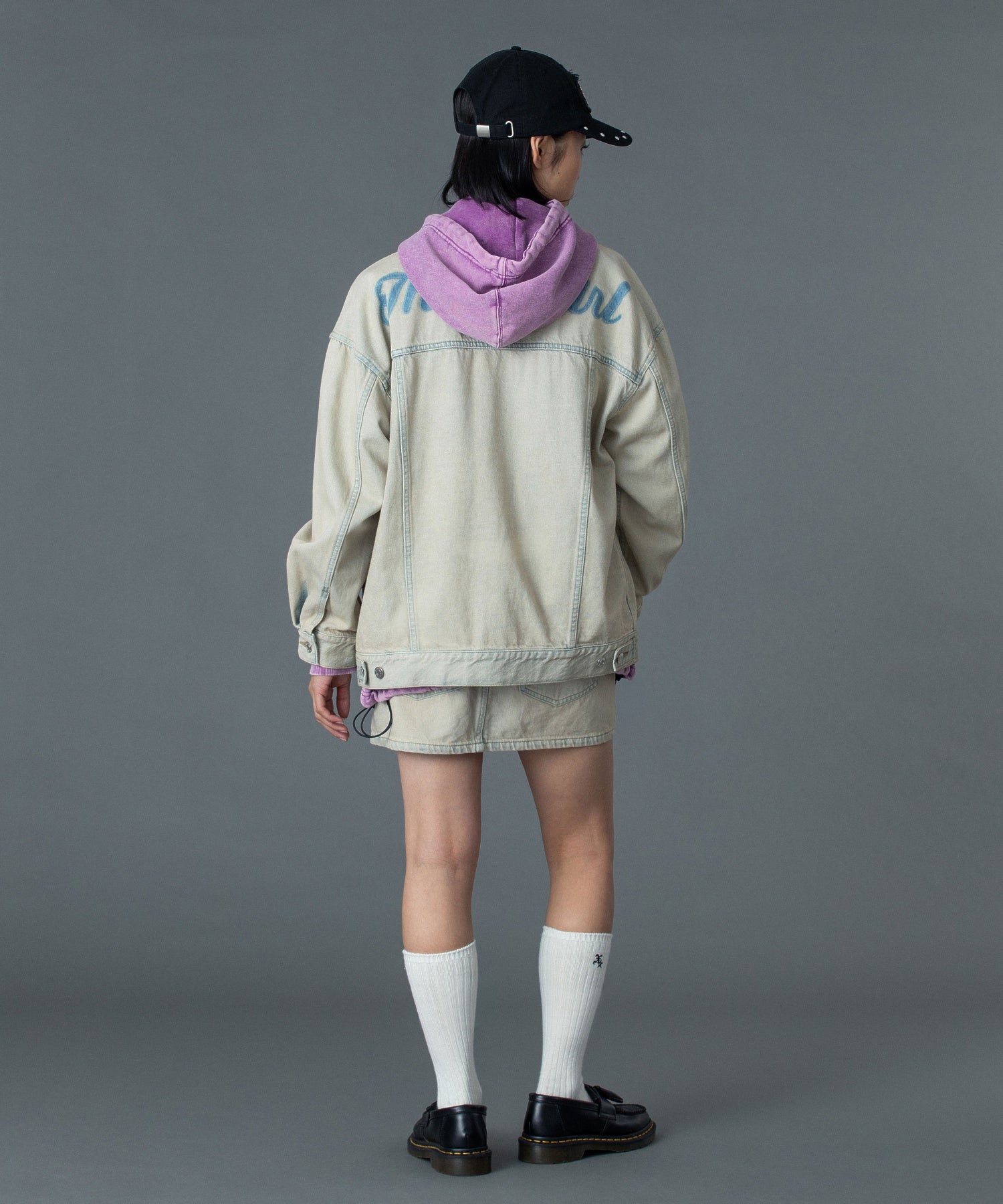 CURSIVE LOGO DENIM MINI SKIRT