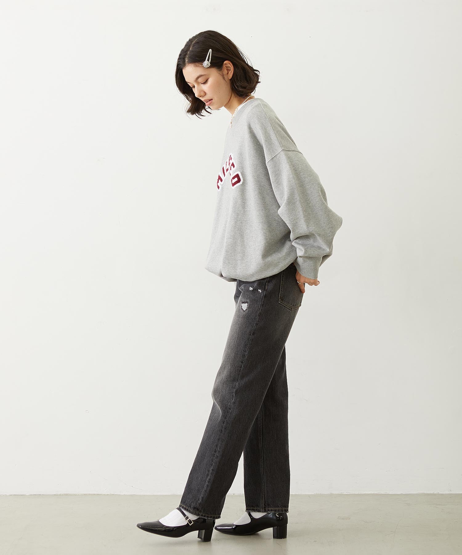 PATCH DRAWSTRING BIG SWEAT TOP