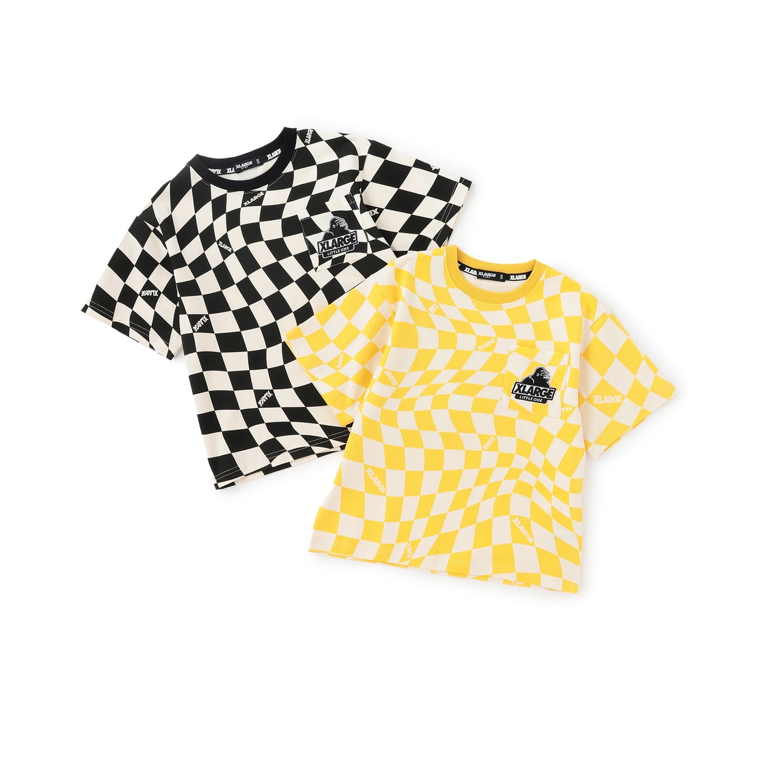 歪みチェッカー総柄半袖Tシャツ