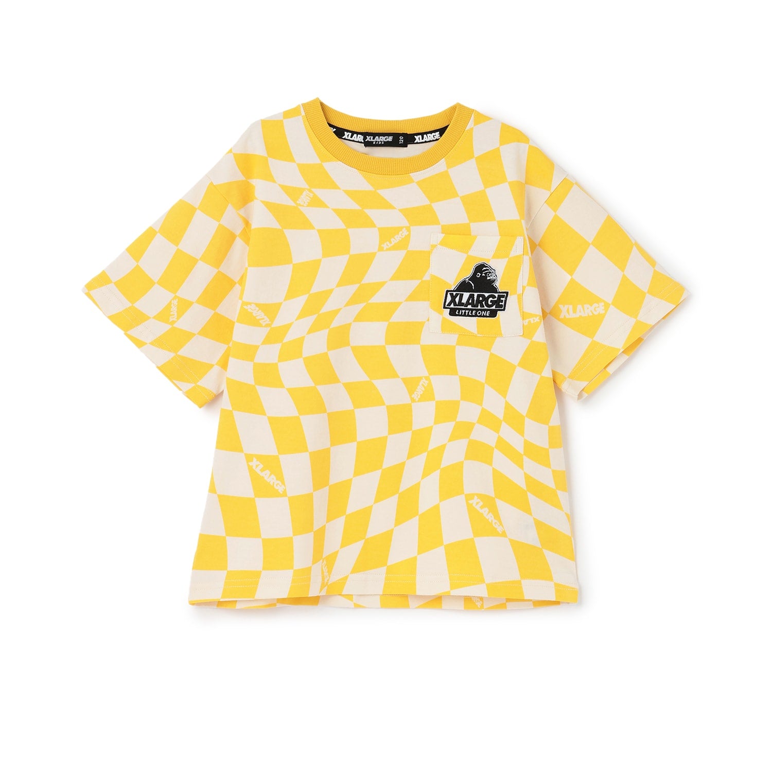 歪みチェッカー総柄半袖Tシャツ