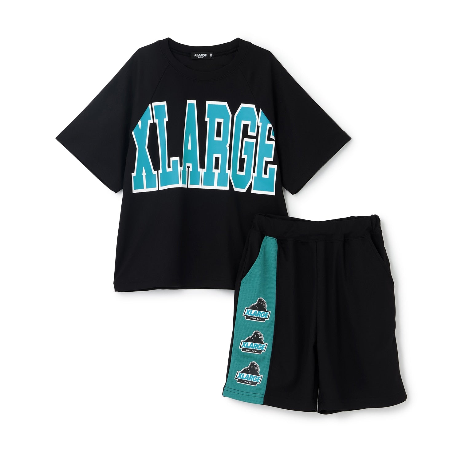 配色ロゴ半袖T+ショートパンツセット