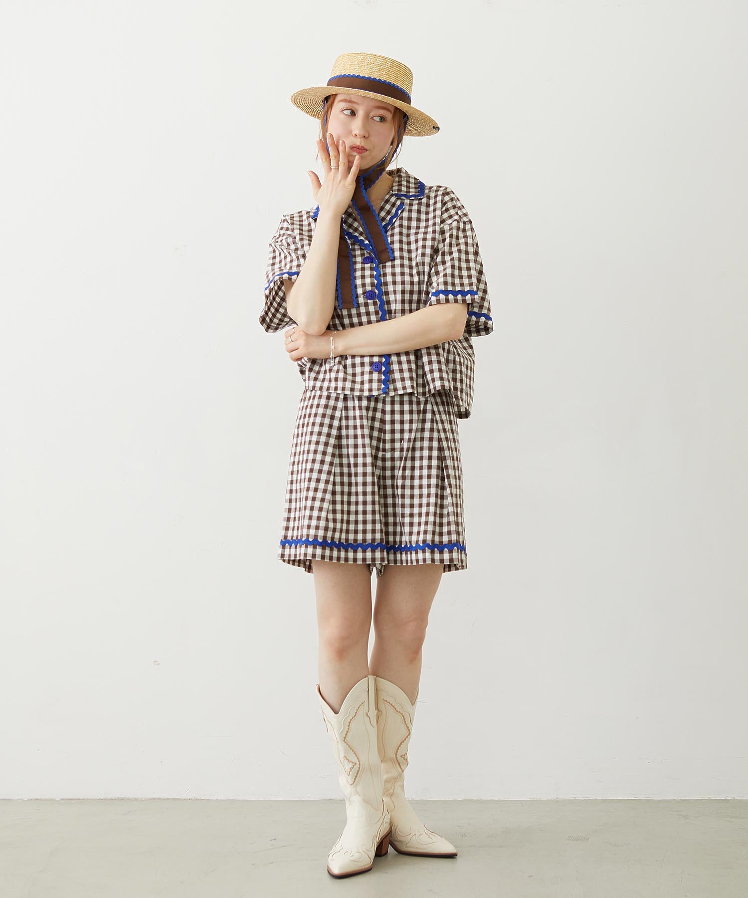 TRIMMED GINGHAM CHECK SHIRT