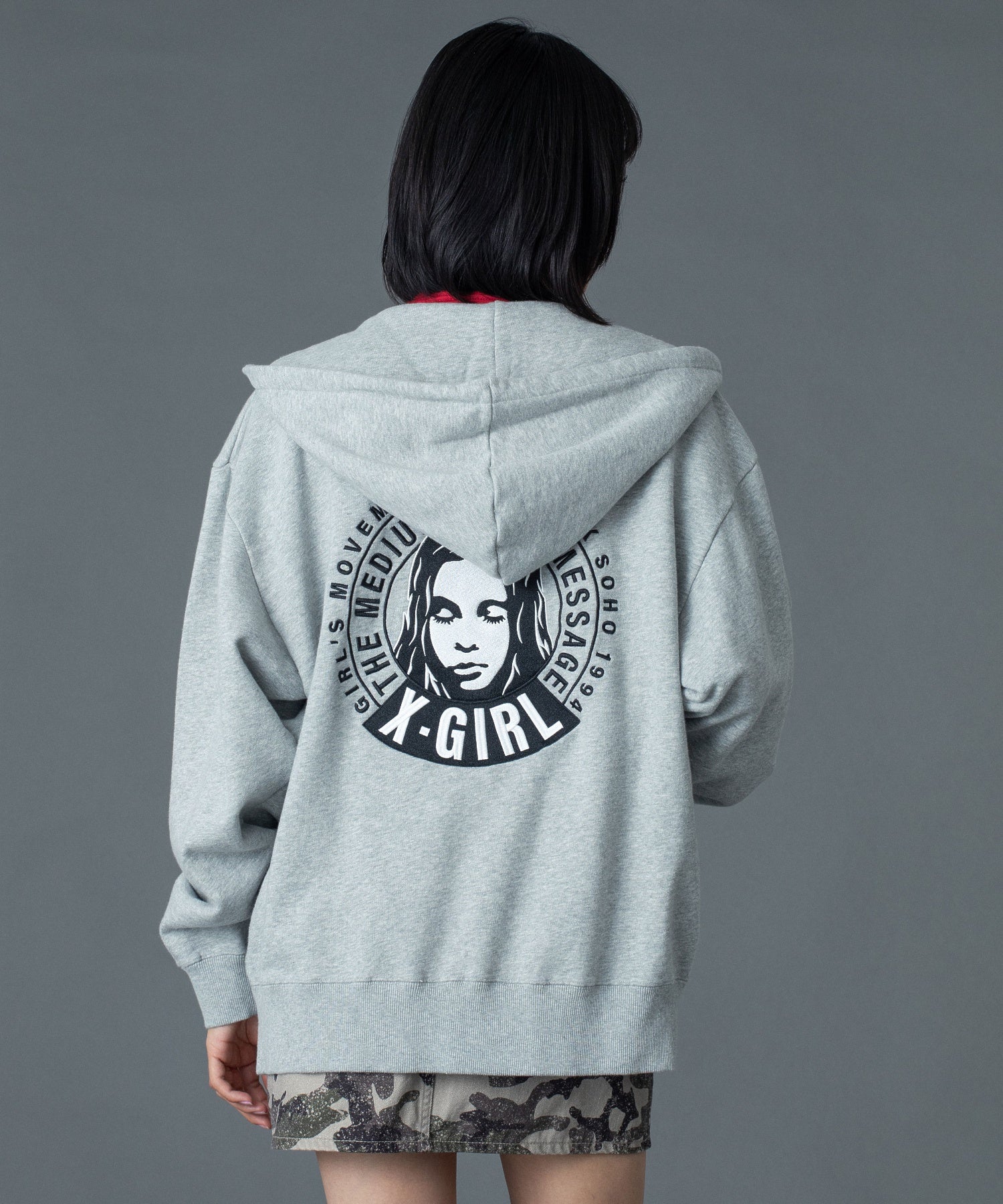 CIRCLE MESSAGE AND FACE ZIP UP SWEAT HOODIE