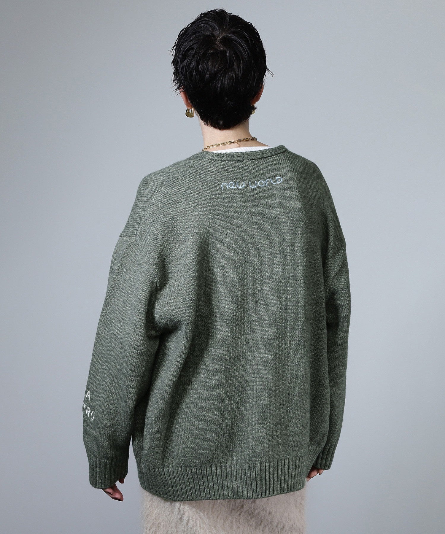 GENE HEAVENS/エンブロイダリー カレッジニットカーディガン