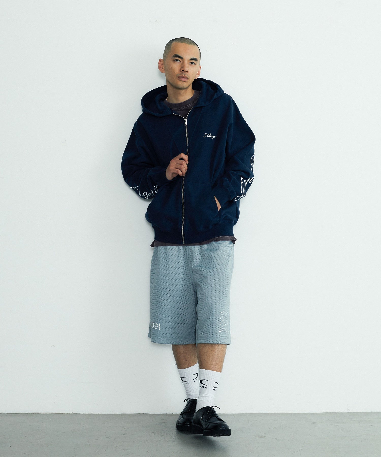 CURSIVE ZIP UP HOODED SWEATSHIRT