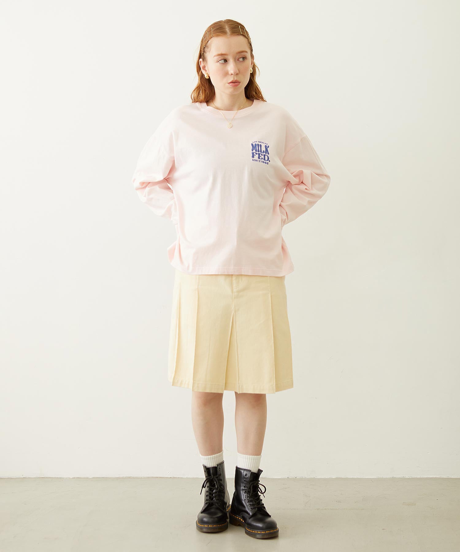 FLOWER DOT PATTERN LOGO WIDE L/S TEE