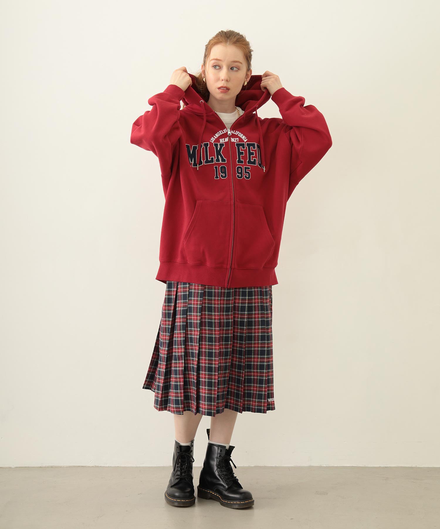 COLLEGE PATCH ZIP UP HOODIE