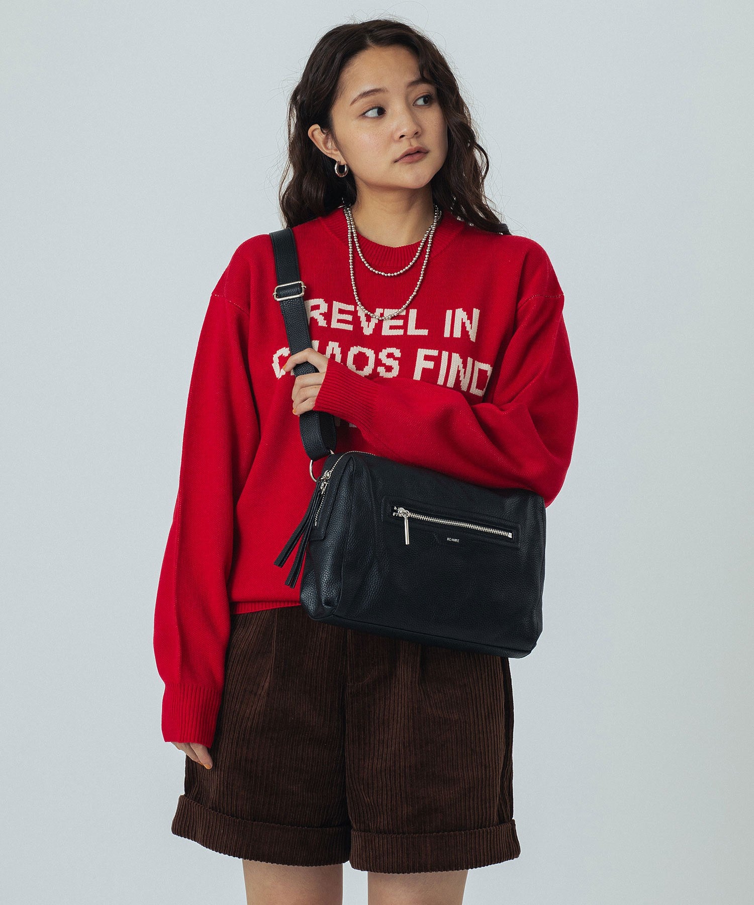 BEAURE/LEATHER BIG SHOULDER BAG