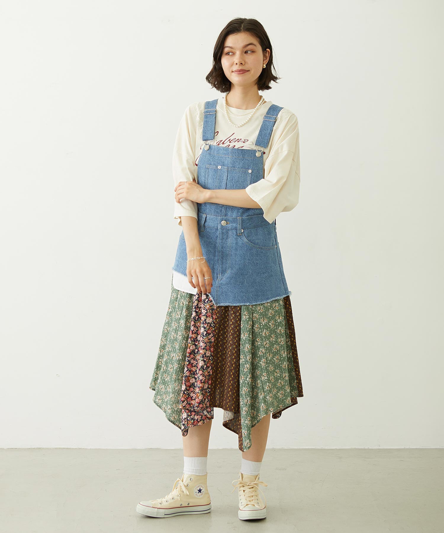 PATCHWORK OVERALL SKIRT