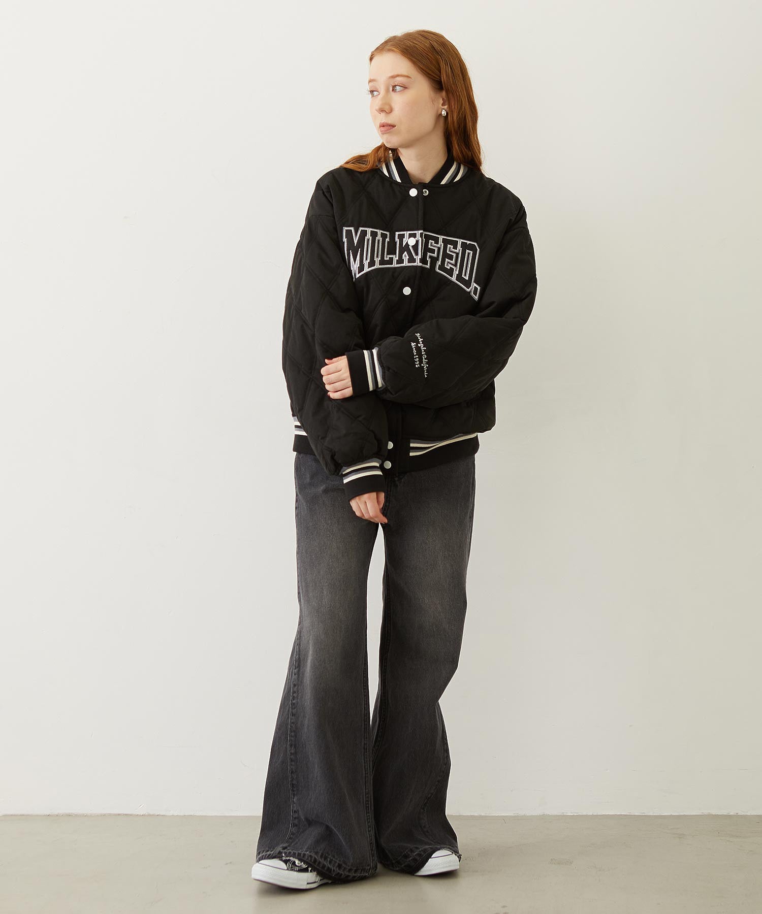 SATIN LOGO PATCH QUILTED JACKET