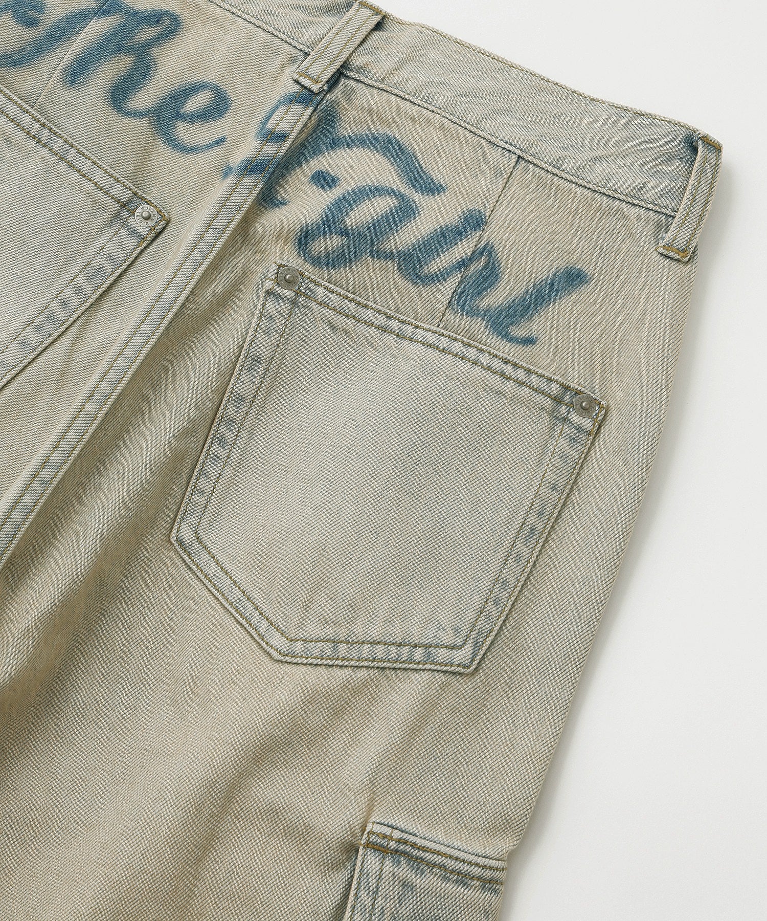 CURSIVE LOGO DENIM CARGO PANTS