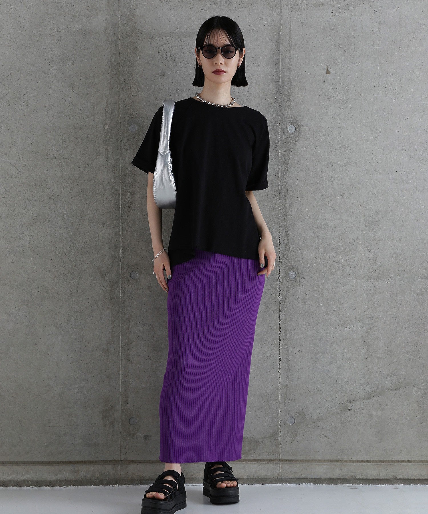 リブニットスカート