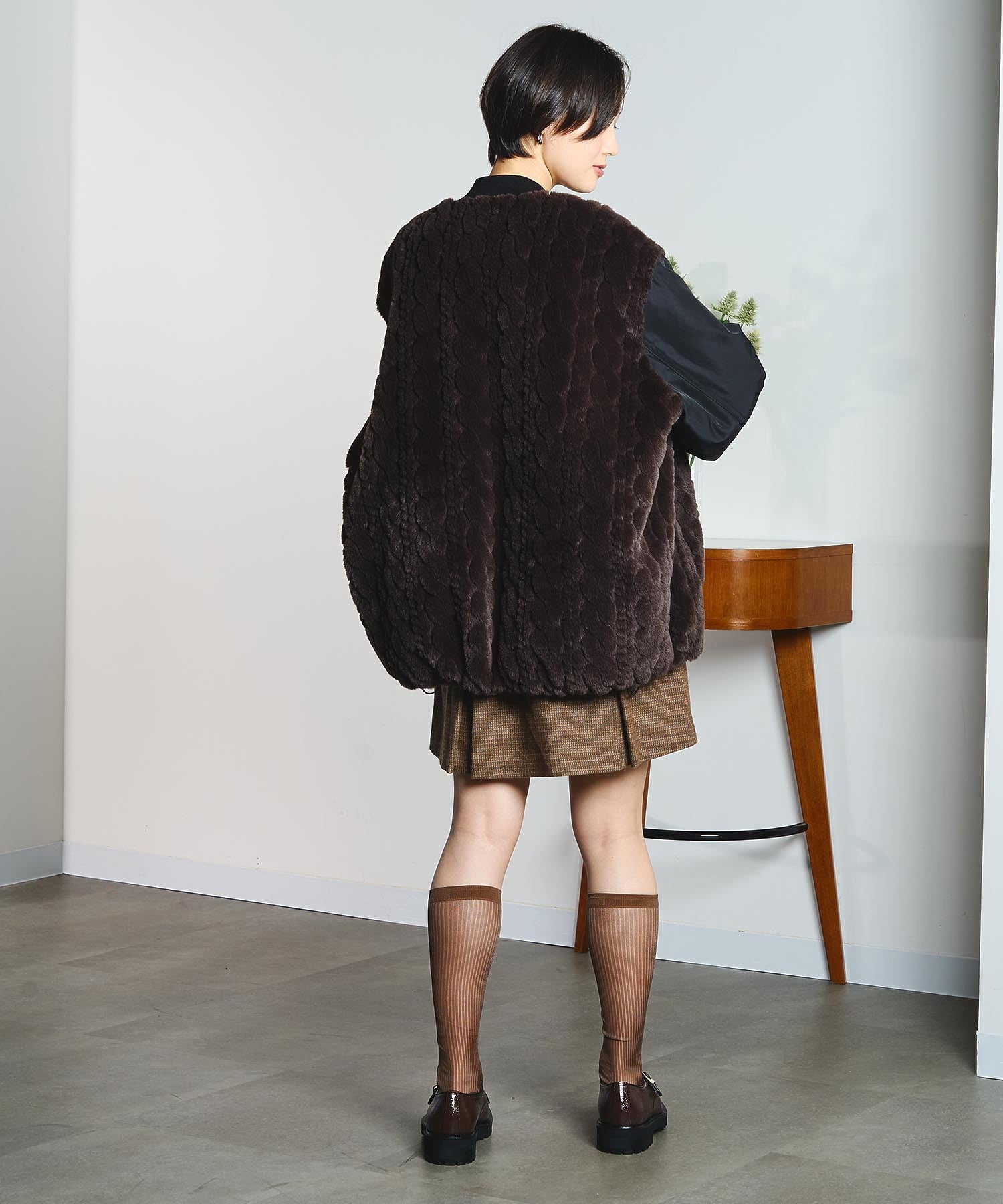 GENE HEAVENS/CABLE EMBOS/FAUX FUR MA1 JACKET