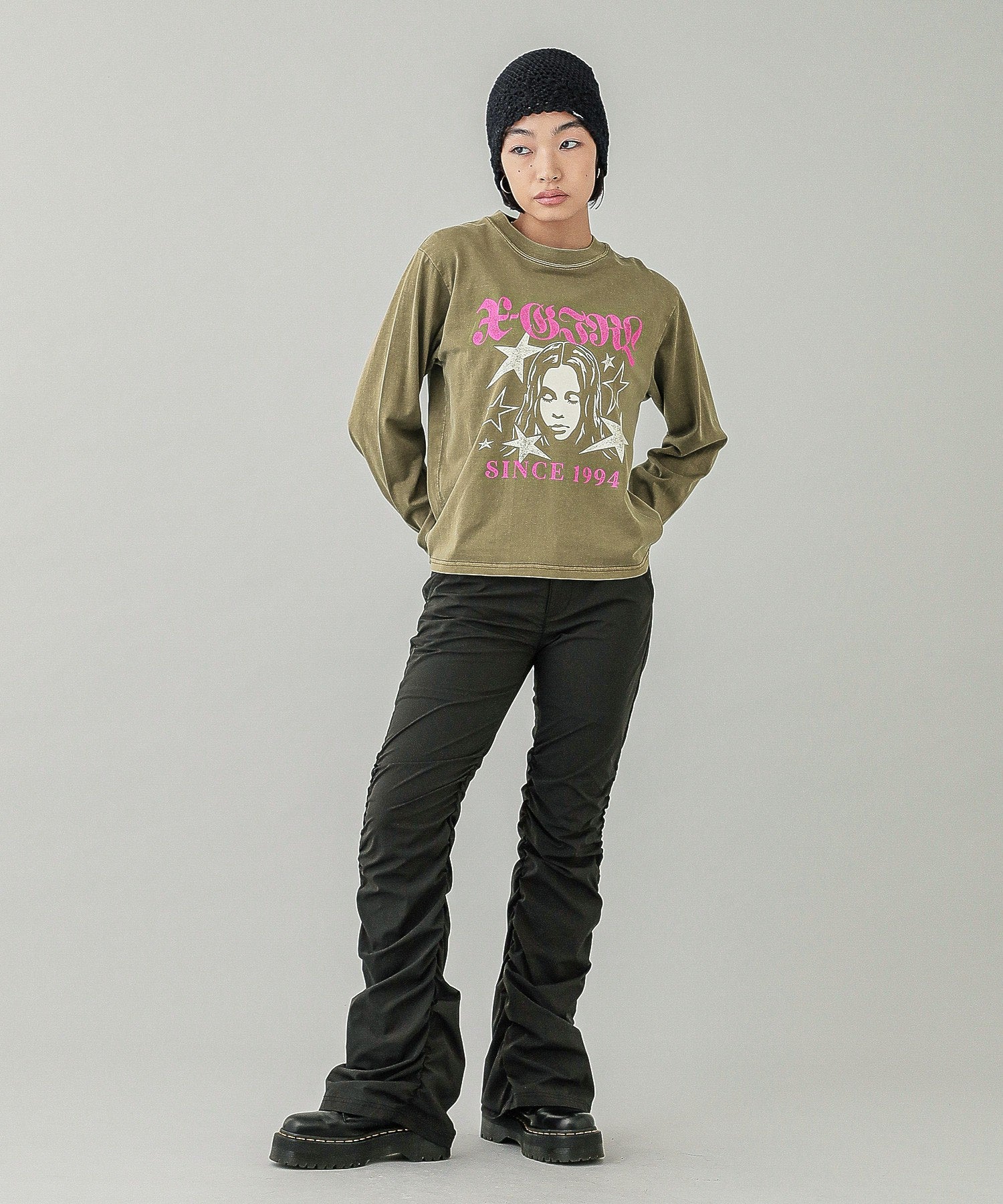 STAR AND FACE LOGO FADED L/S TEE