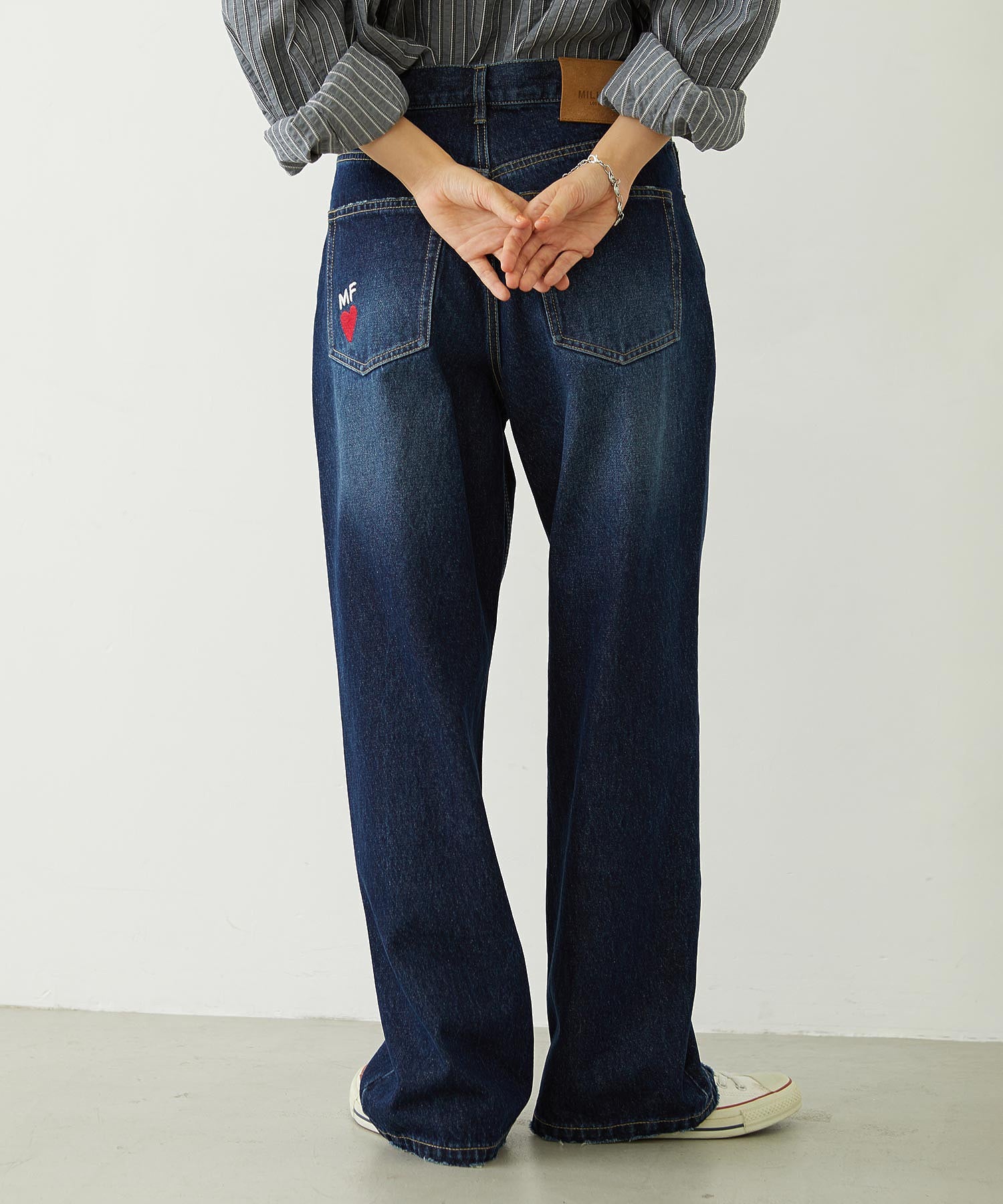DOODLE EMBROIDERED DENIM PANTS