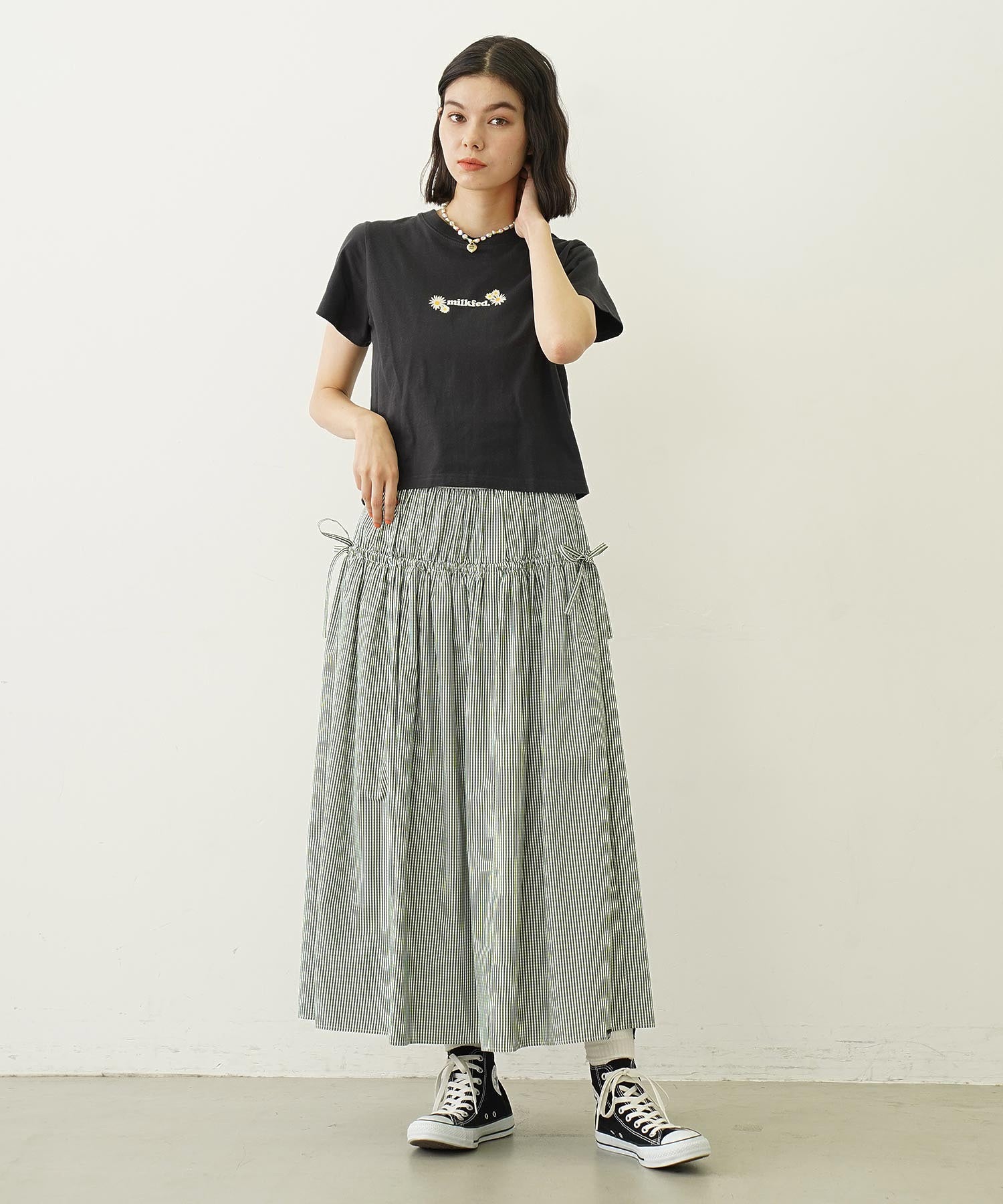 GINGHAM CHECK VOLUME SKIRT