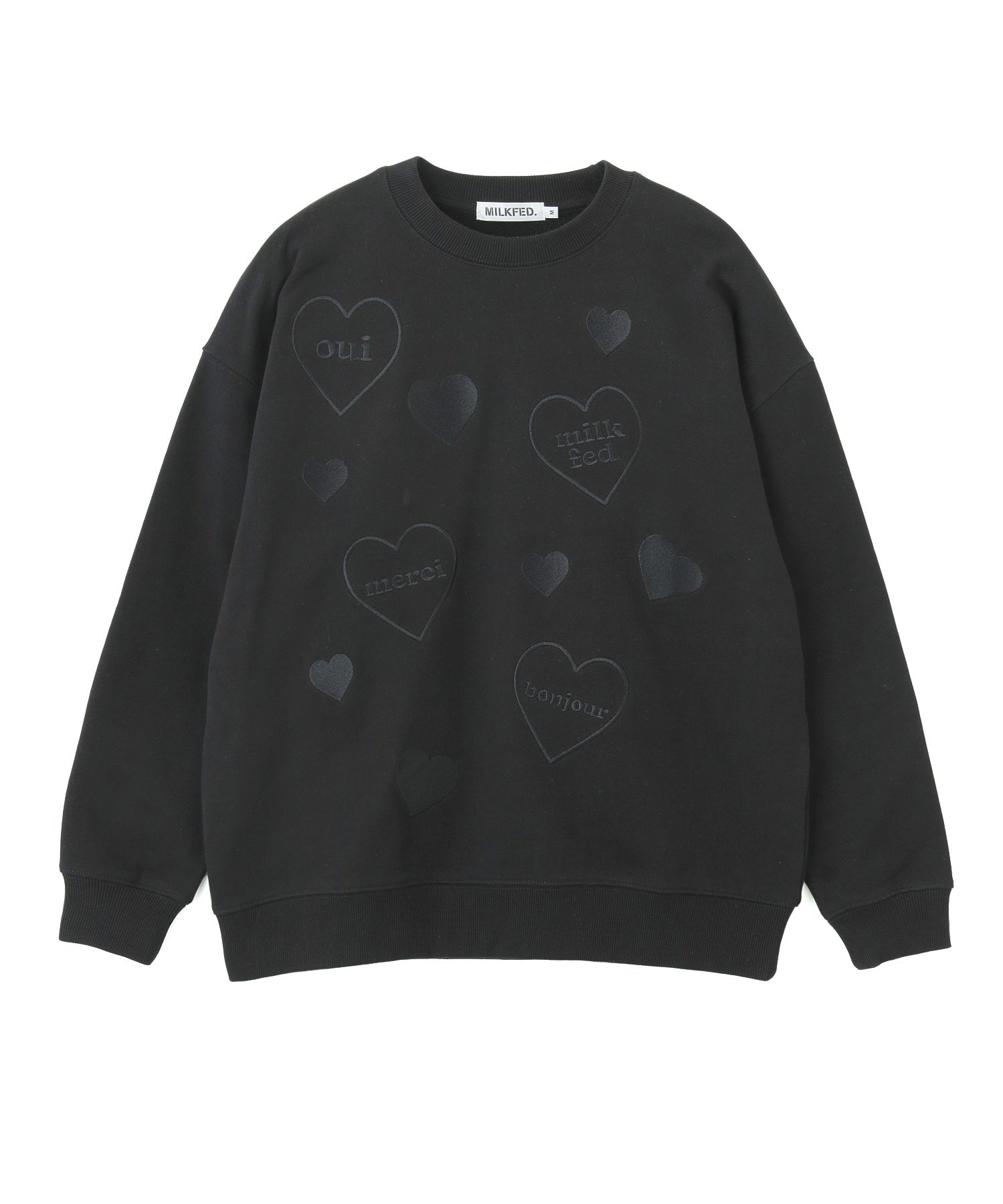 HEARTS EMBROIDERY SWEAT TOP