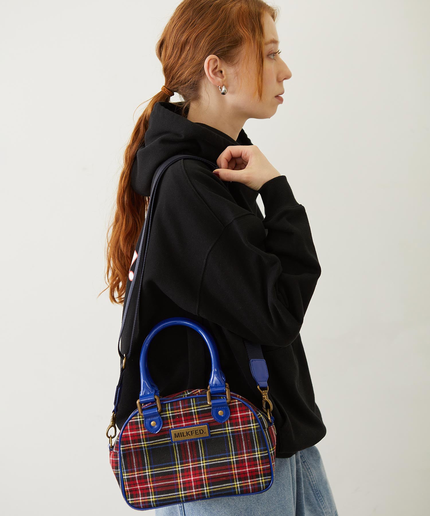 PLAID PATTERN BOSTON BAG