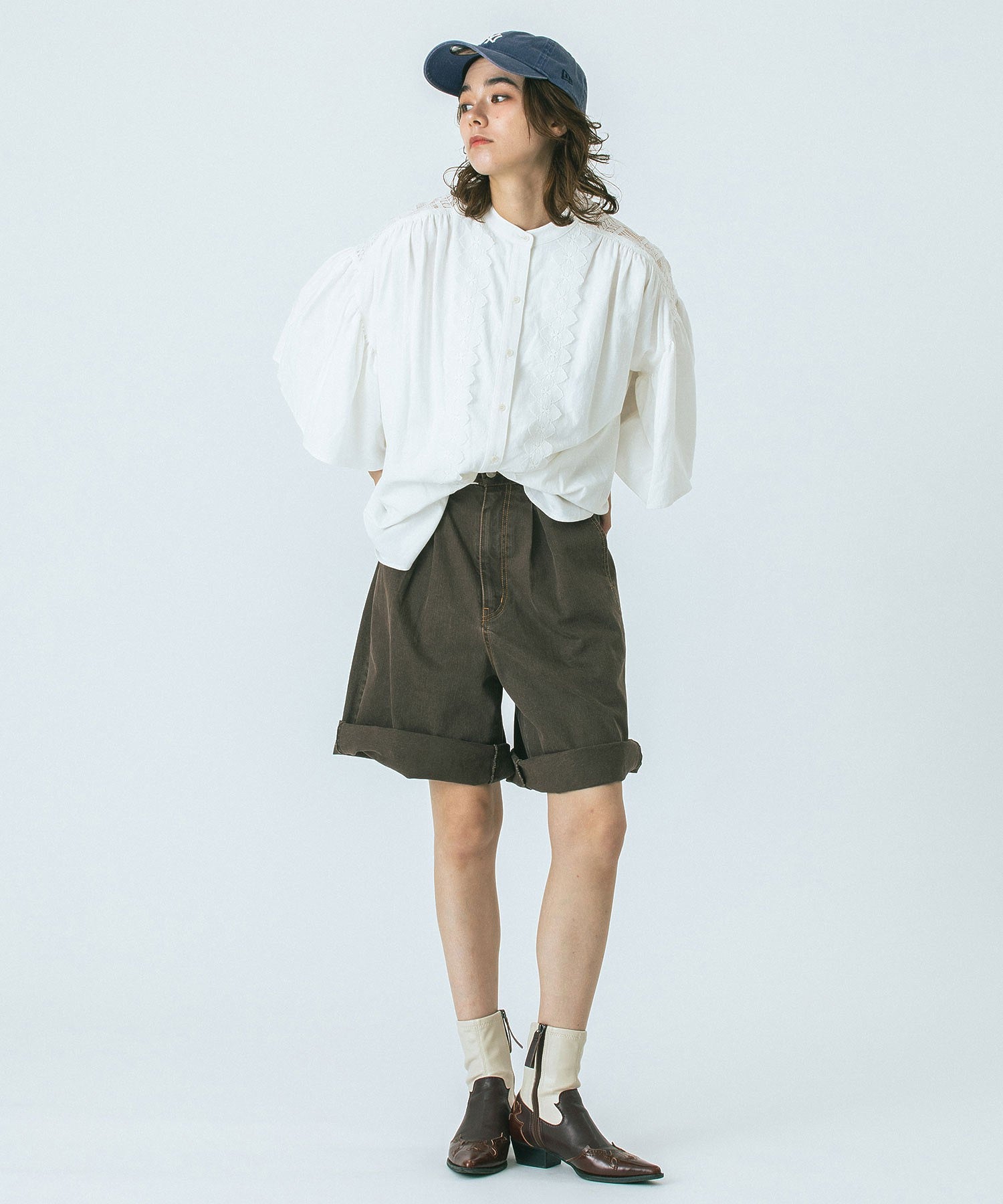 CREOLME/TUCK HALF PANTS