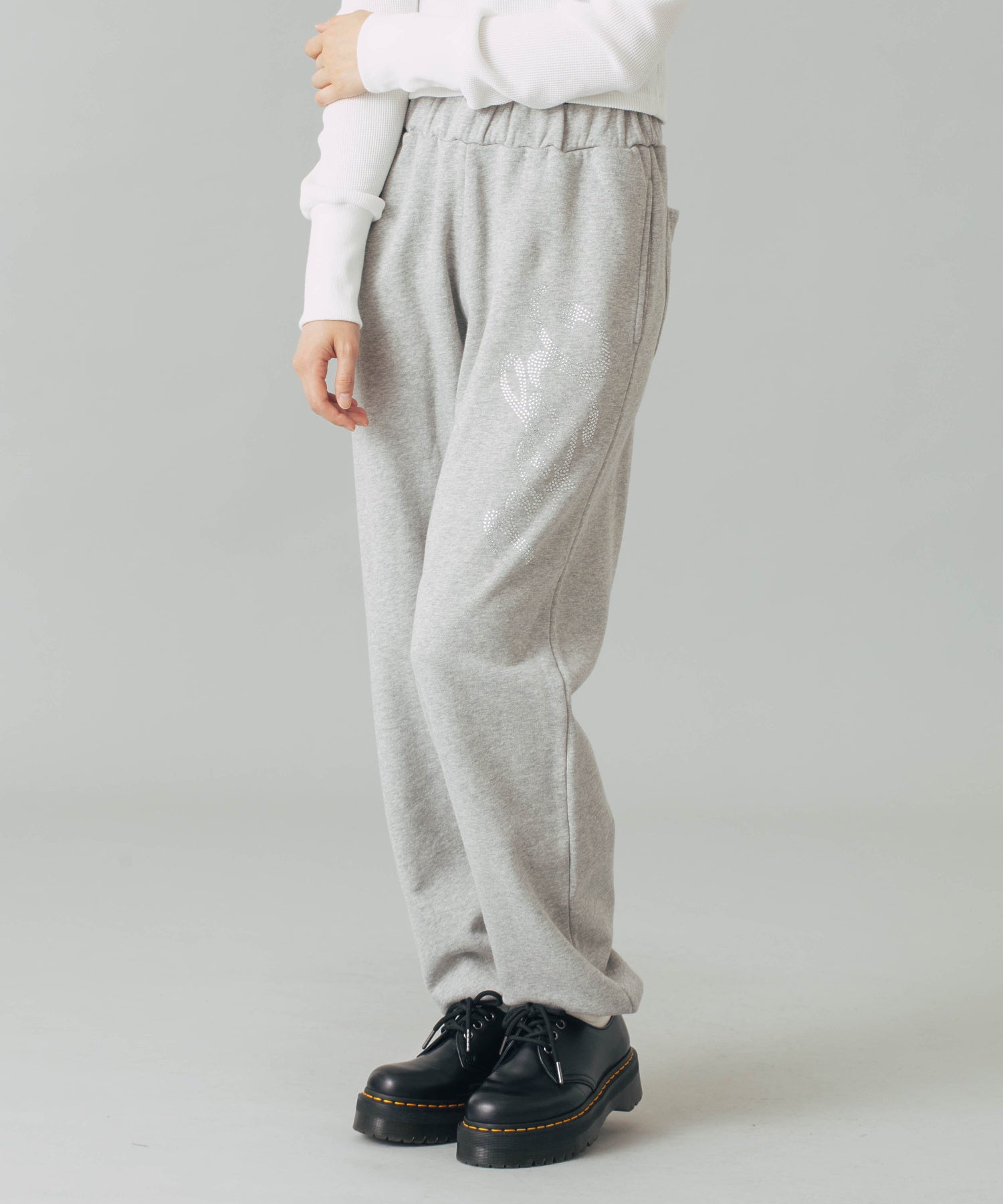 RHINESTONE STAR CURSIVE LOGO SWEAT PANTS