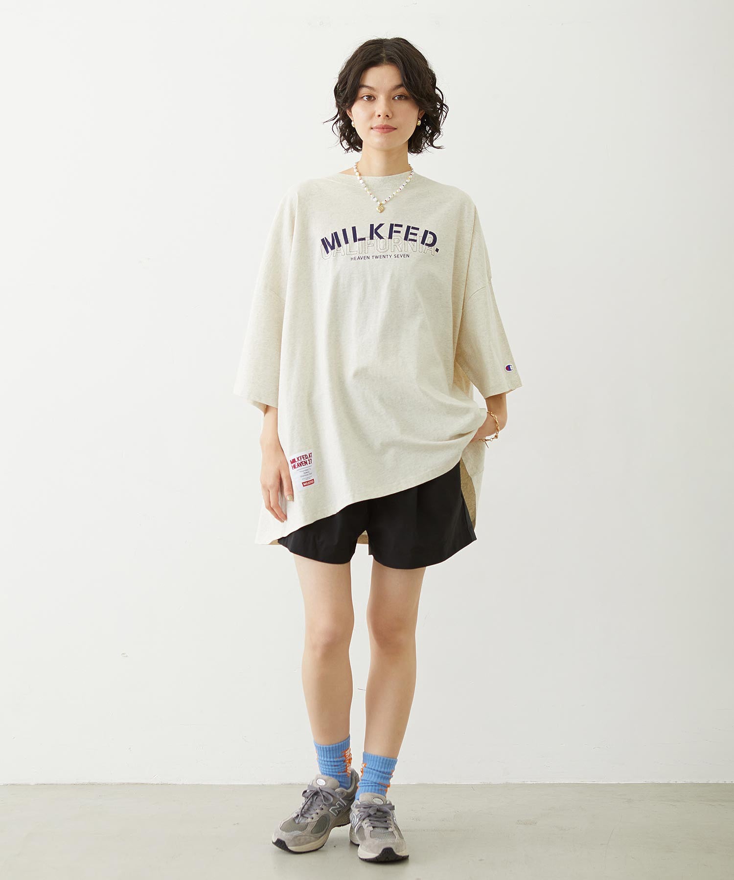 MILKFED.×CHAMPION LAYER LOGO BIG TEE