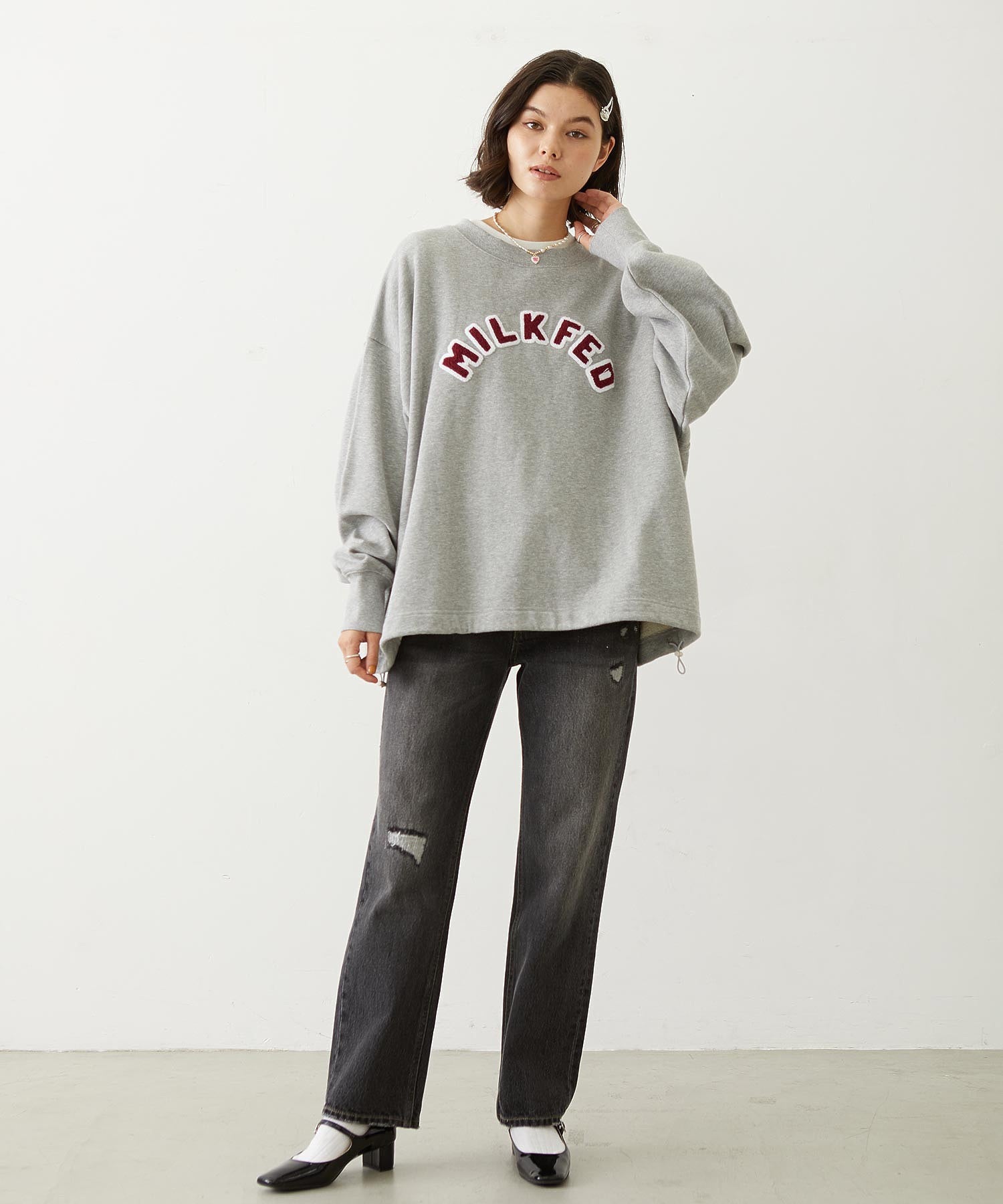 PATCH DRAWSTRING BIG SWEAT TOP