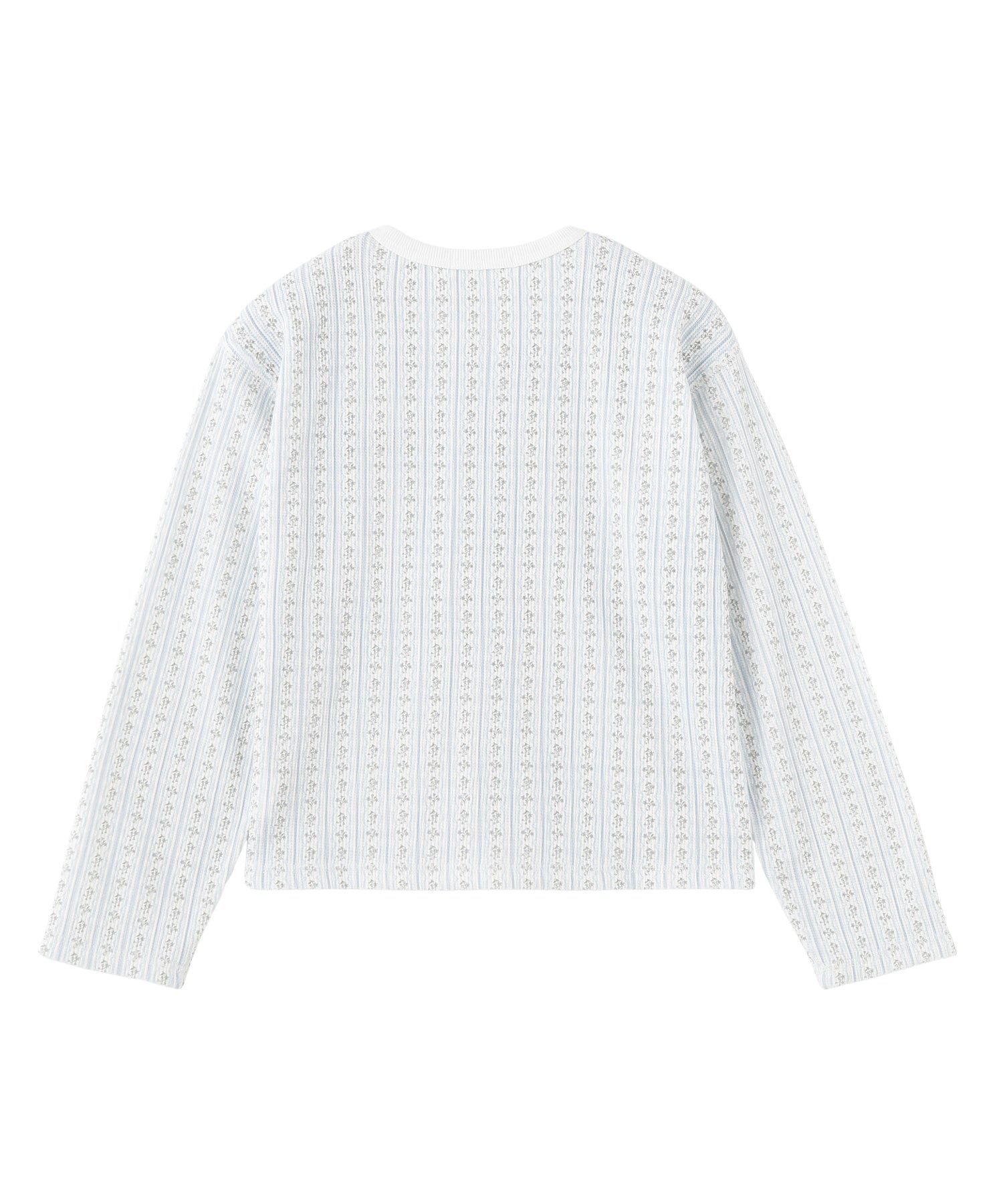 STRIPED FLOWER WAFFLE CARDIGAN