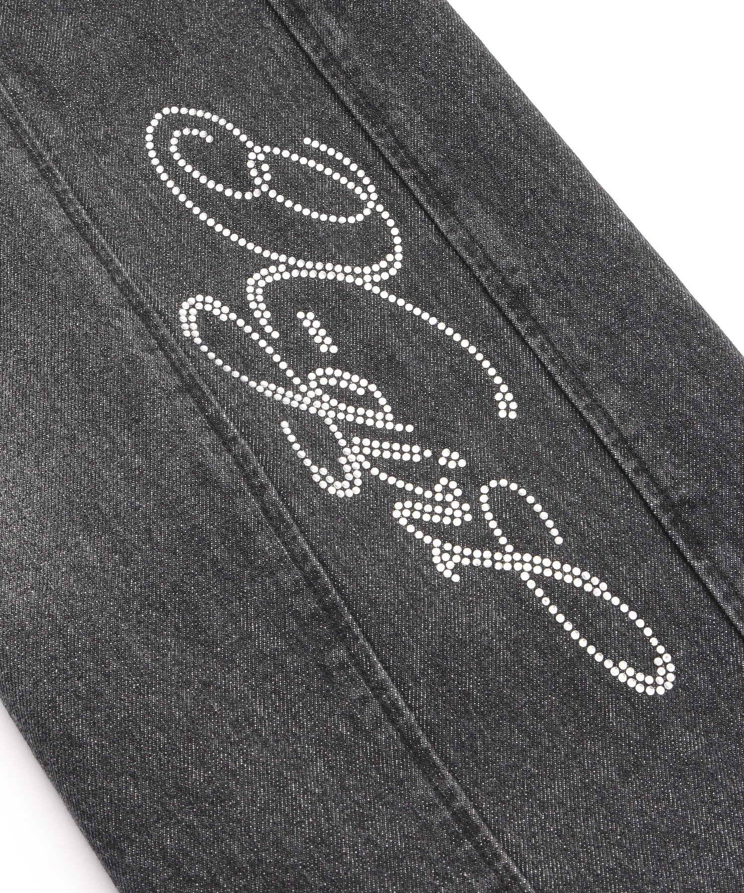RHINESTONE LOGO LOOSE DENIM PANTS