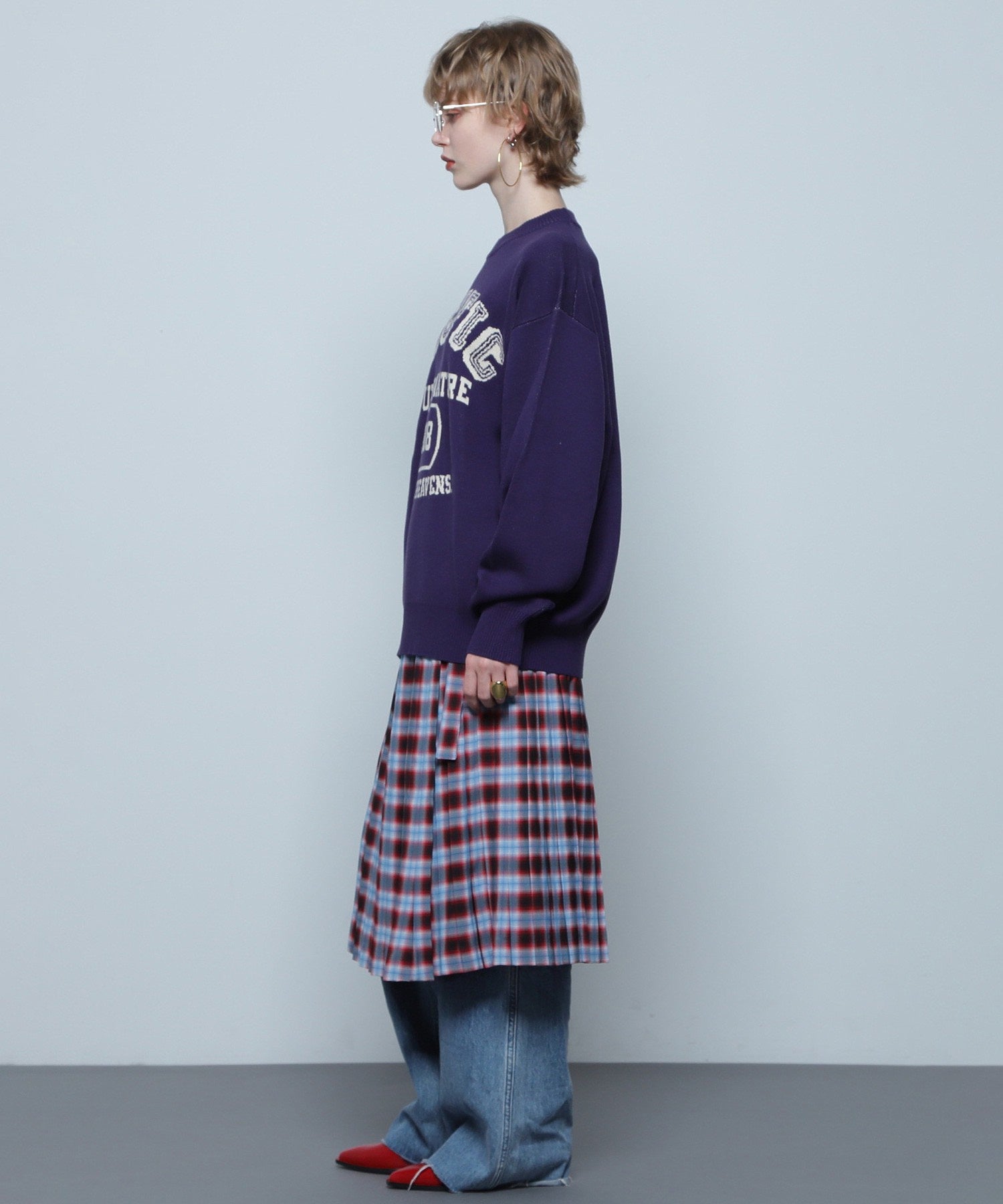 GENE HEAVENS/カレッジライクロゴ ジャカードニット