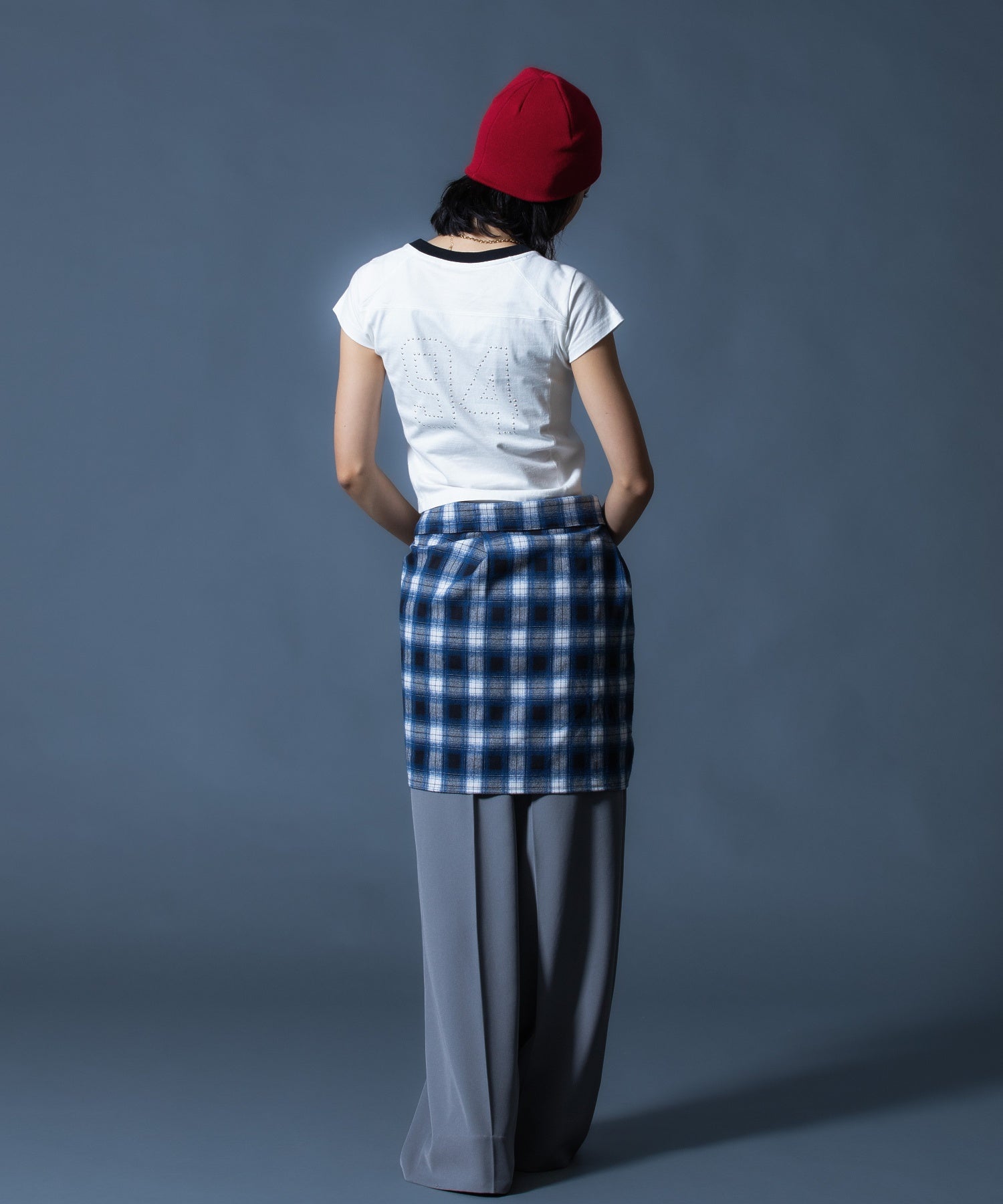 CURVED CUT PANELED PANTS