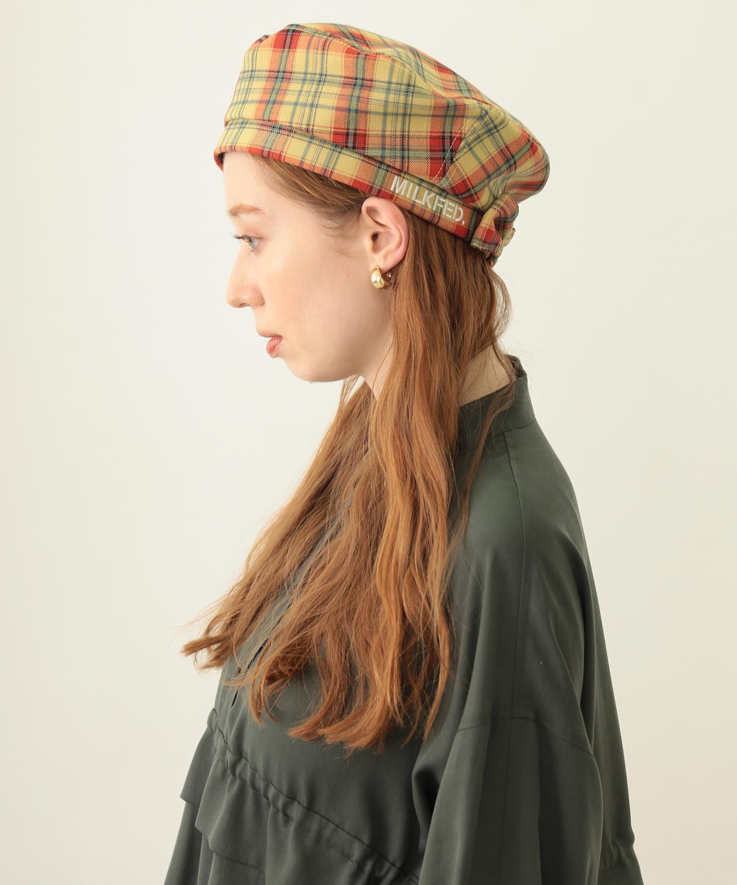 LOGO PLAID BERET