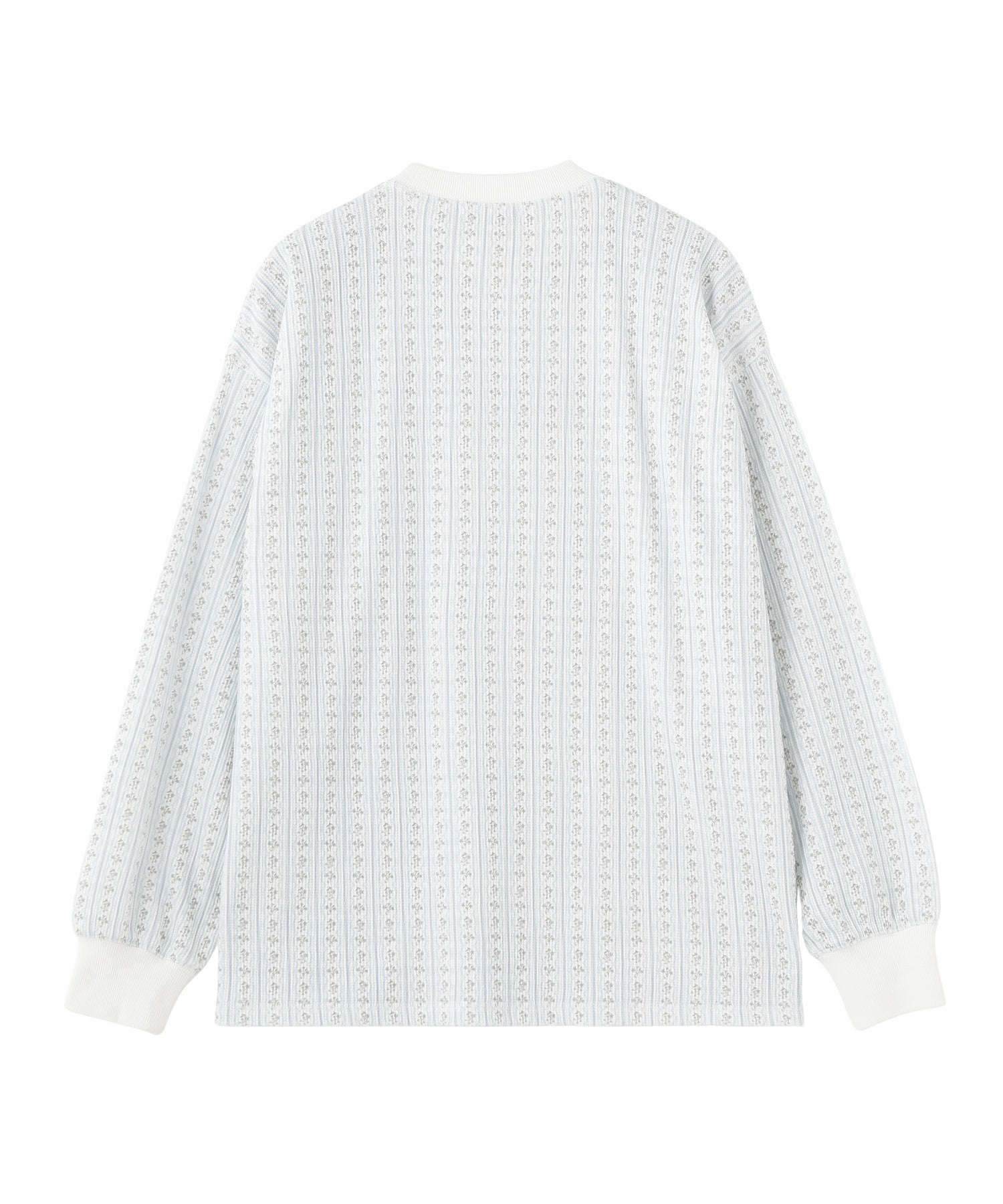 STRIPED FLOWER WAFFLE L/S TOP