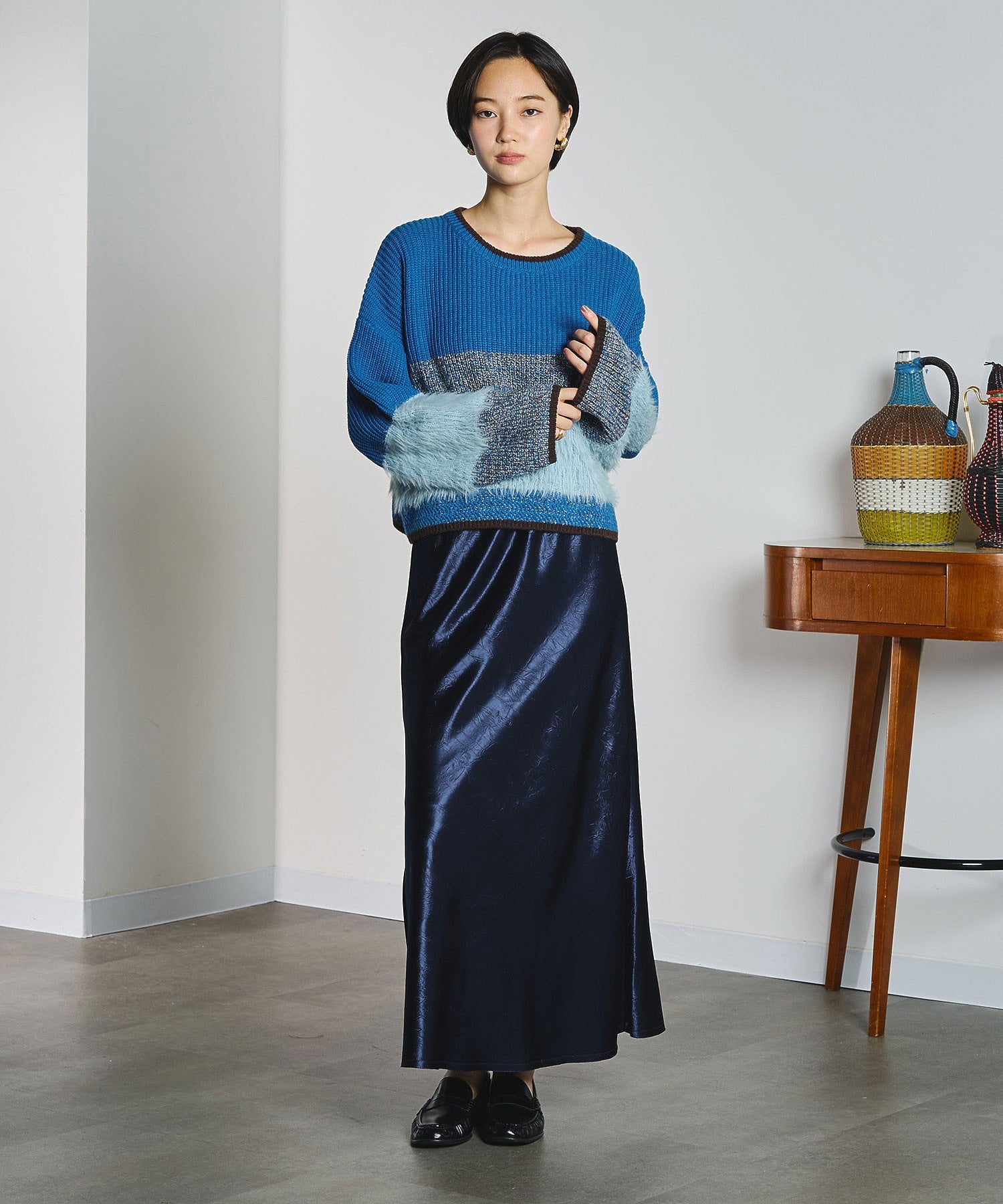 CREOLME/SATIN LONG SKIRT
