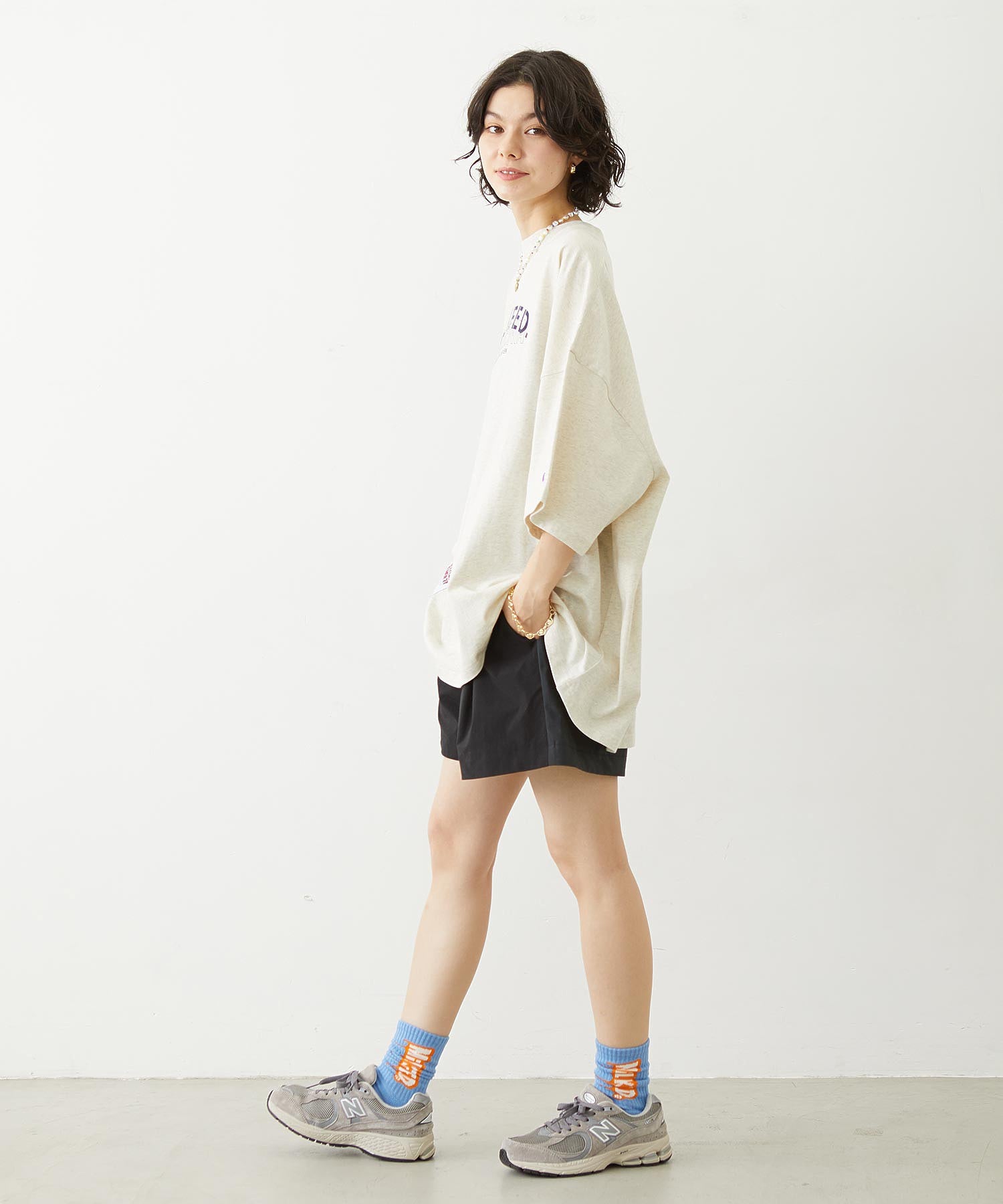 MILKFED.×CHAMPION LAYER LOGO BIG TEE