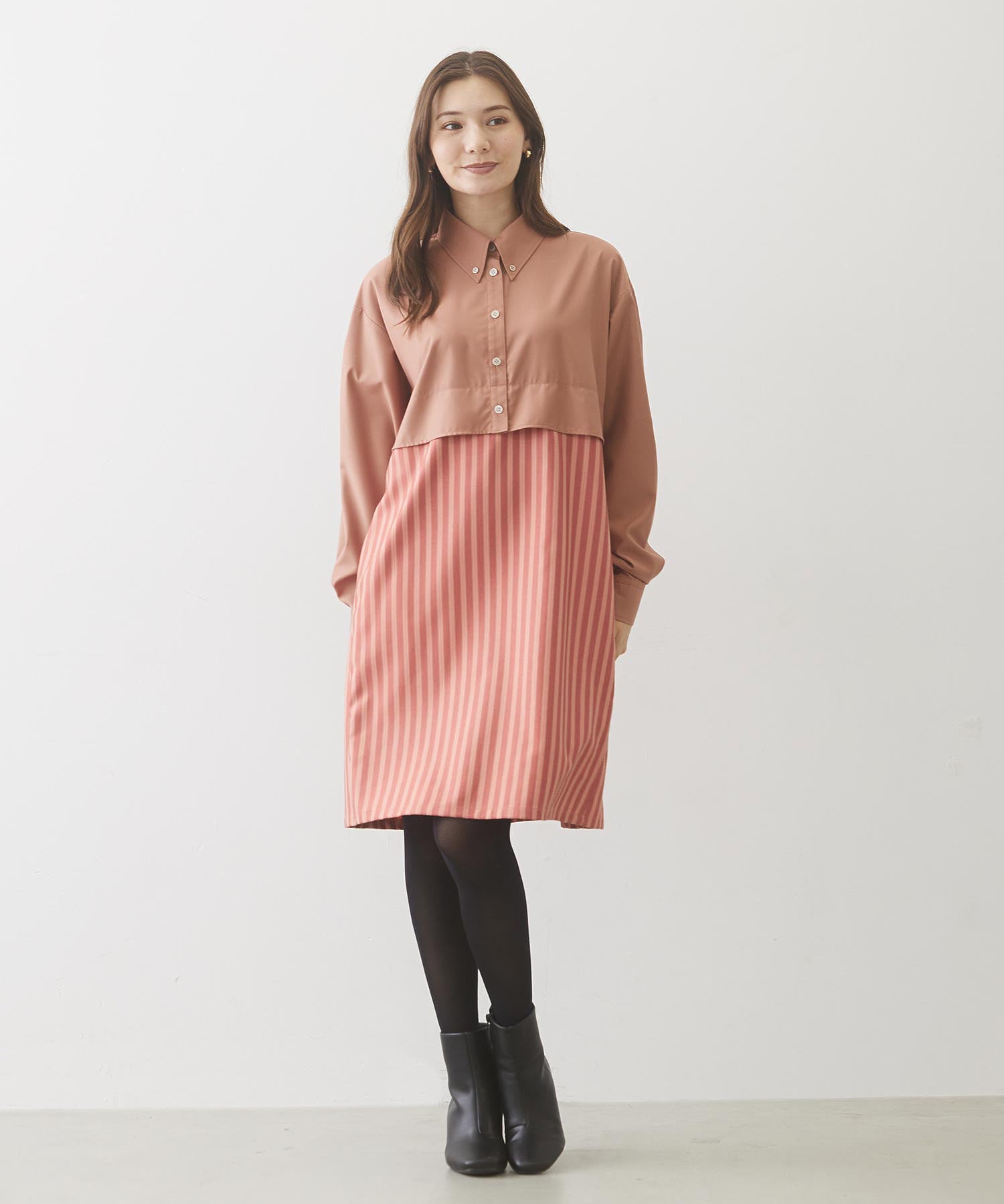 COLOR BLOCK SHIRT DRESS