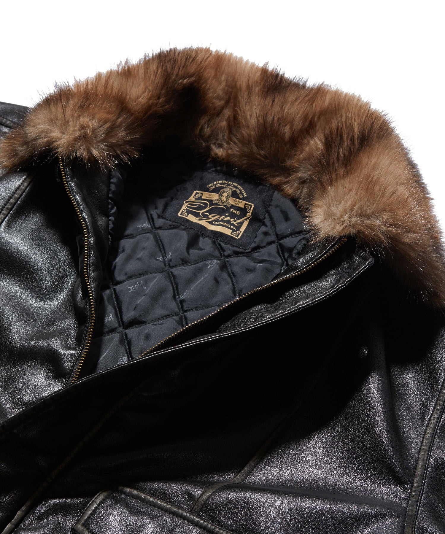 DETACHABLE FAUX FUR COLLAR PATCHED LOGO JACKET
