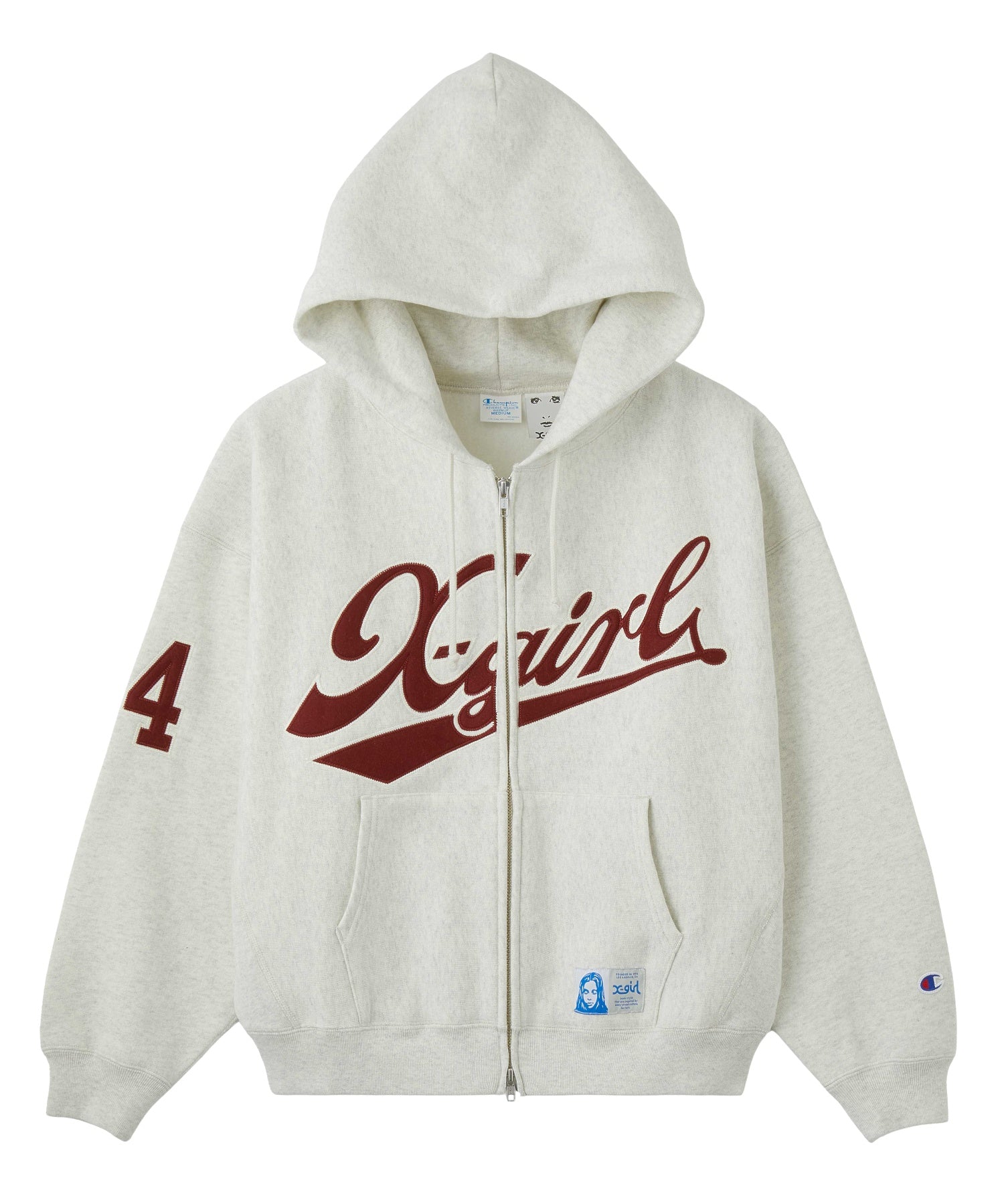 X-girl x Champion REVERSE WEAVE® PATCHED LOGO ZIP UP HOODIE