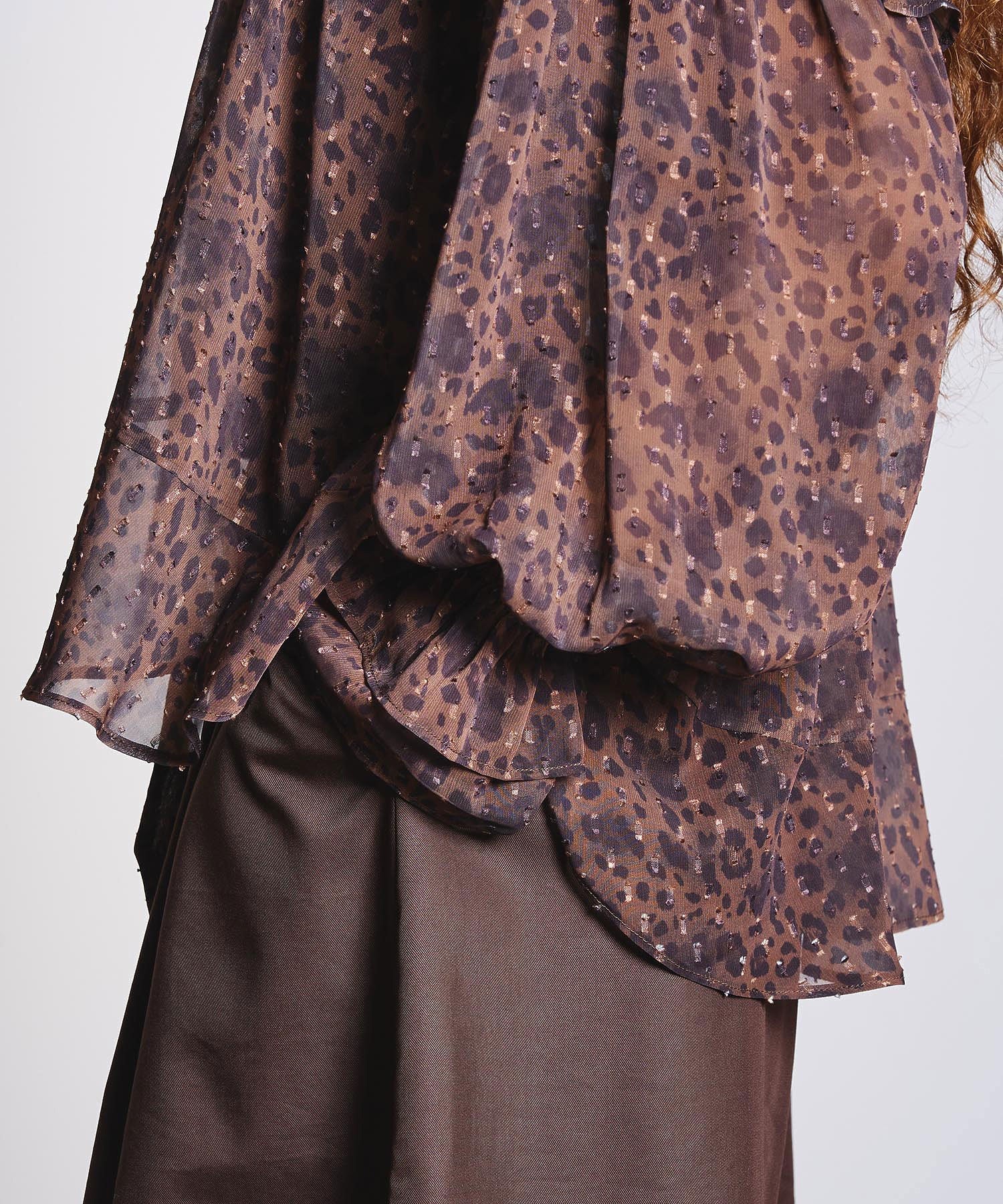 PRINTED BOW TIE BLOUSE