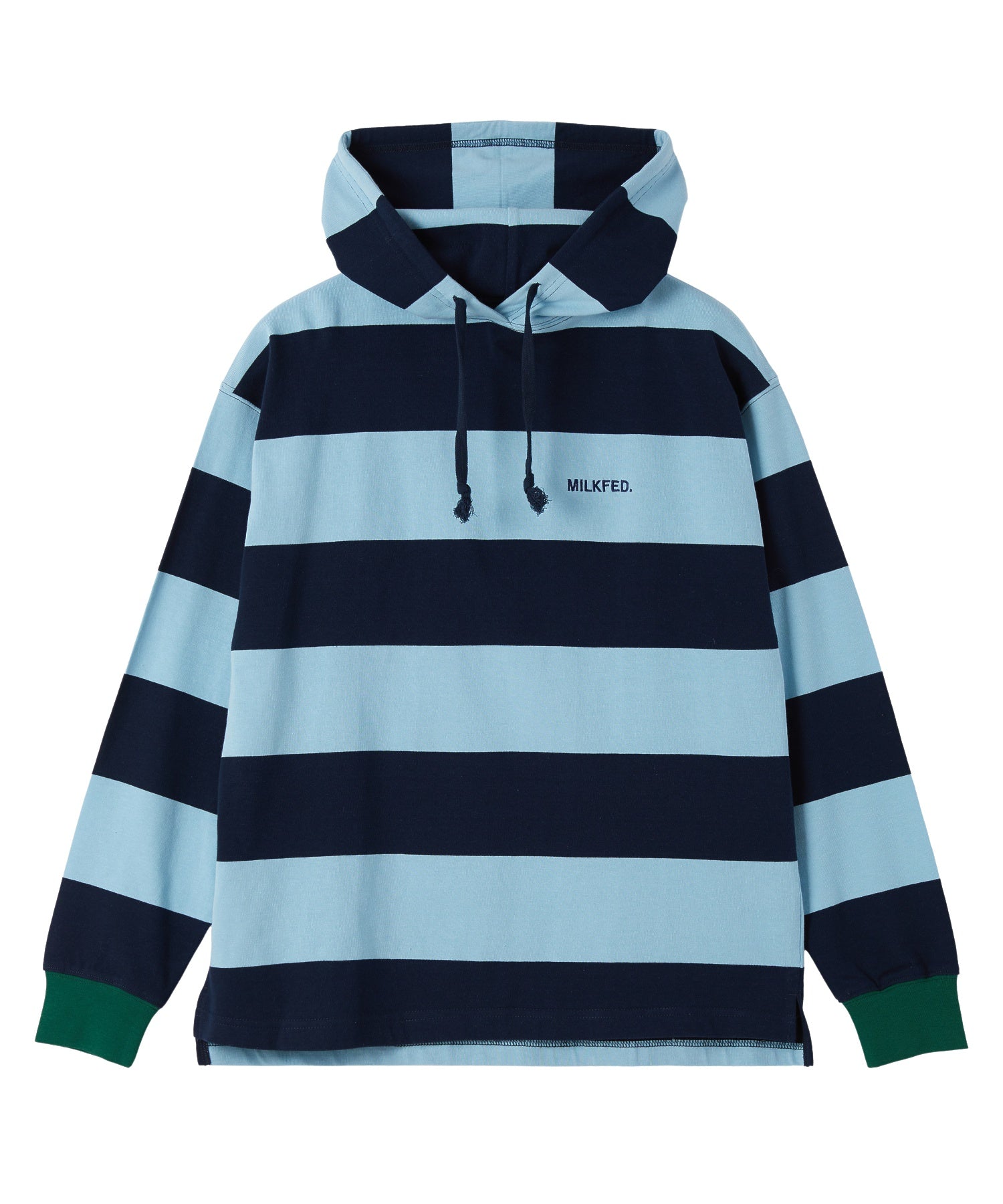 CONTRAST RIB STRIPED HOODED TOP