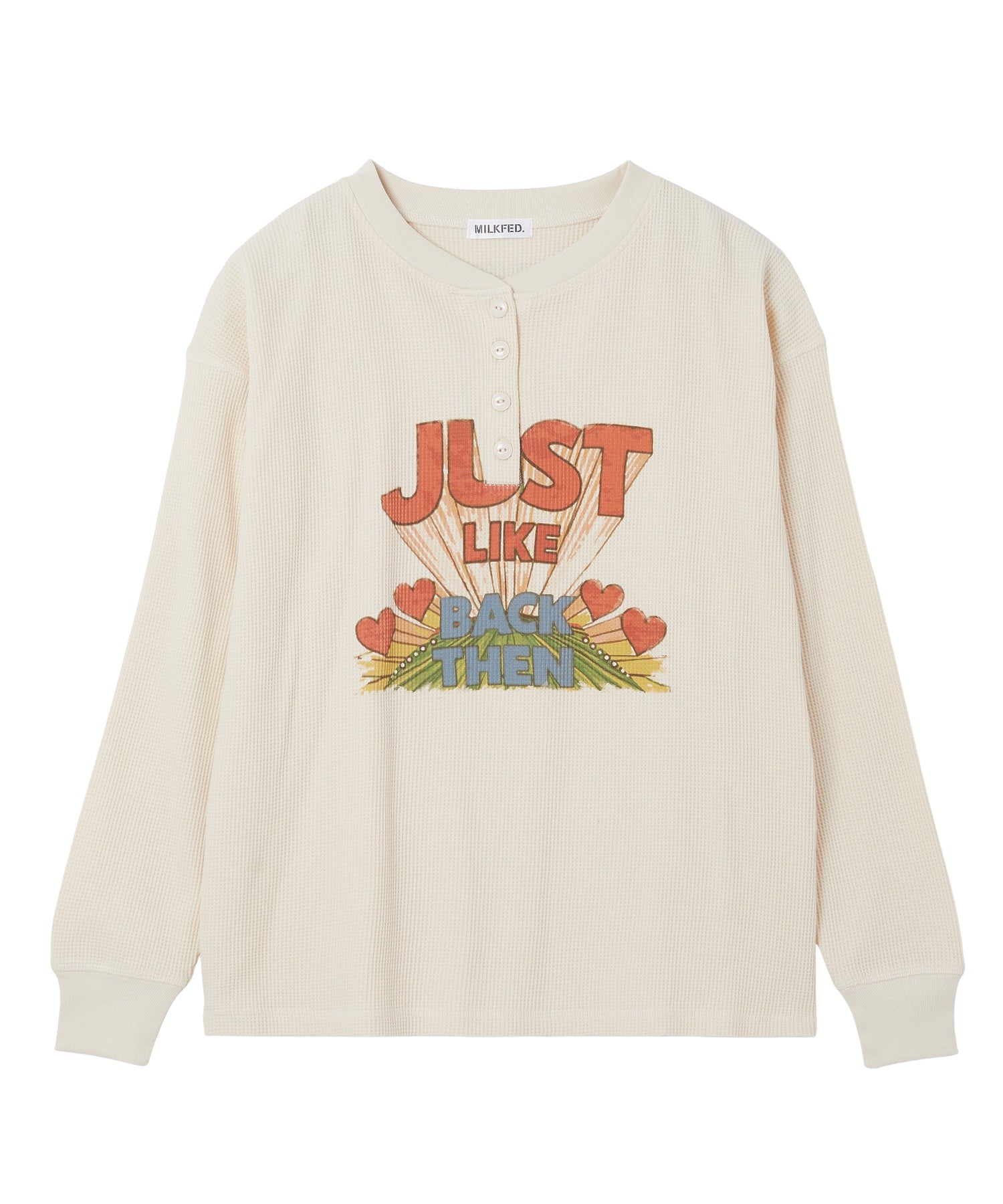 HENLEY NECK GRAPHIC L/S TOP