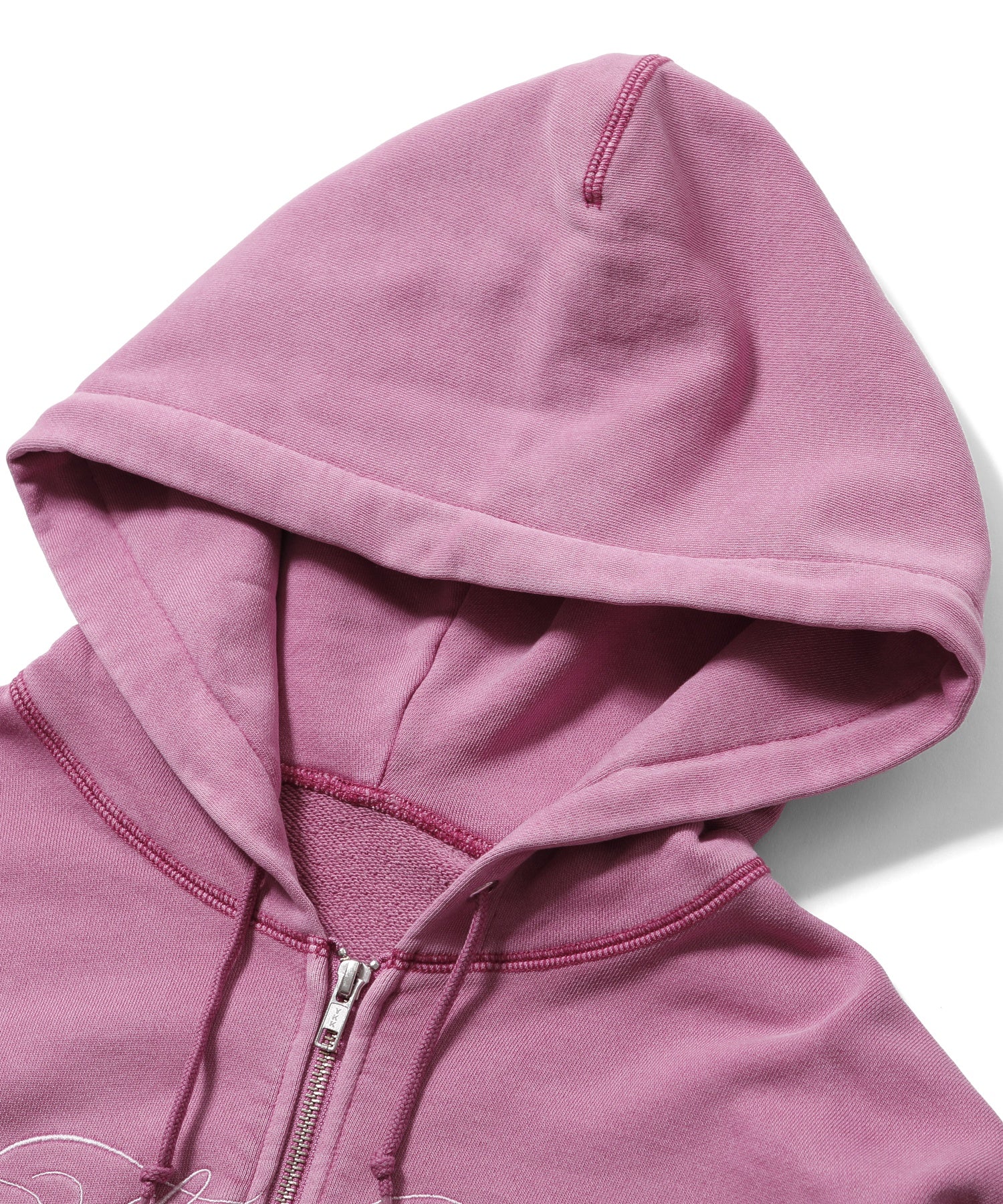 PIGMENT DYED SCRIPT LOGO COMPACT ZIP UP SWEAT HOODIE