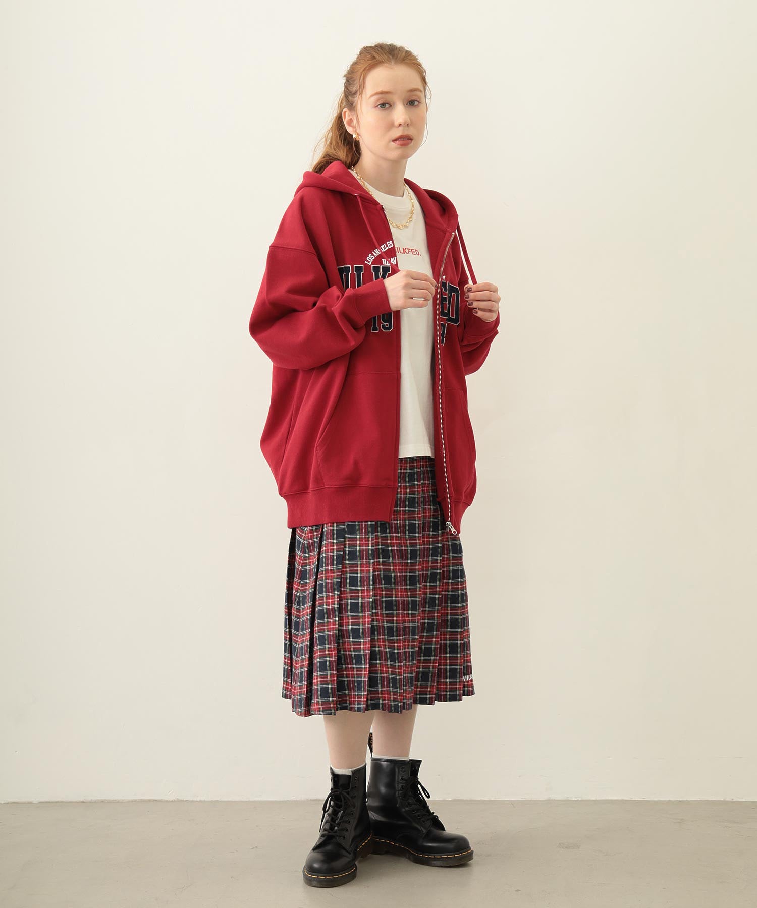 COLLEGE PATCH ZIP UP HOODIE