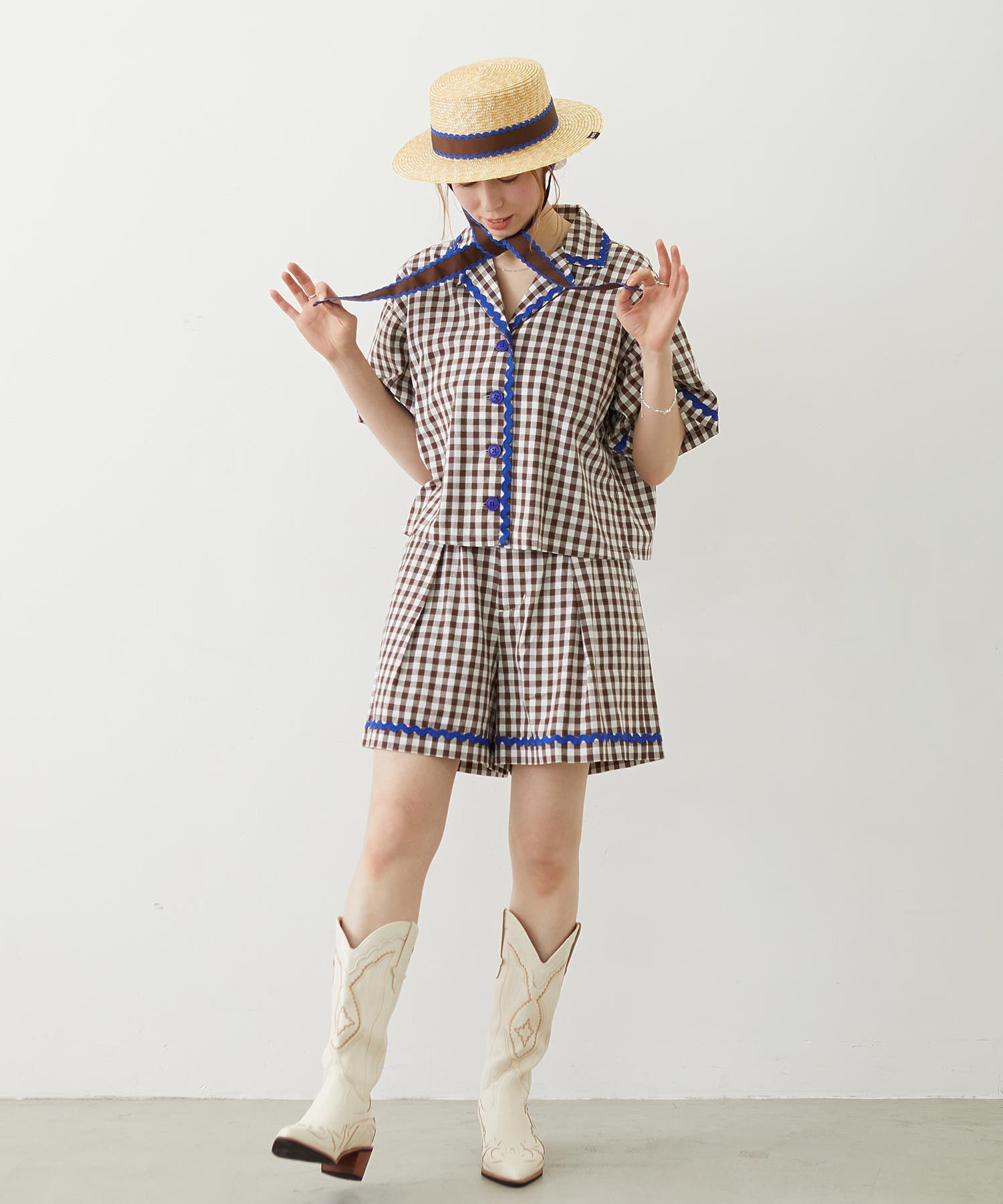 TRIMMED GINGHAM CHECK SHIRT