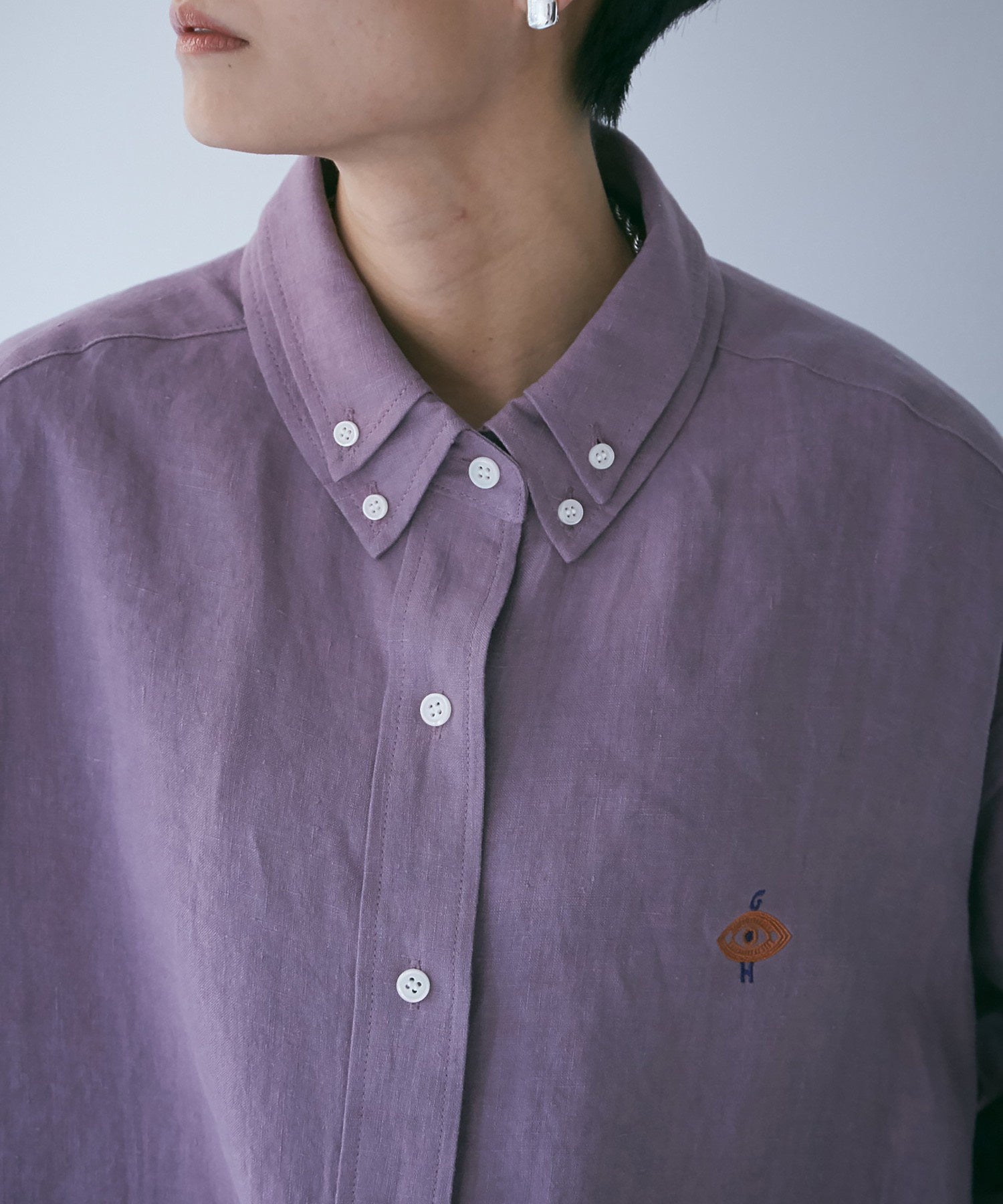 ボタンダウン ダブルネックシャツ