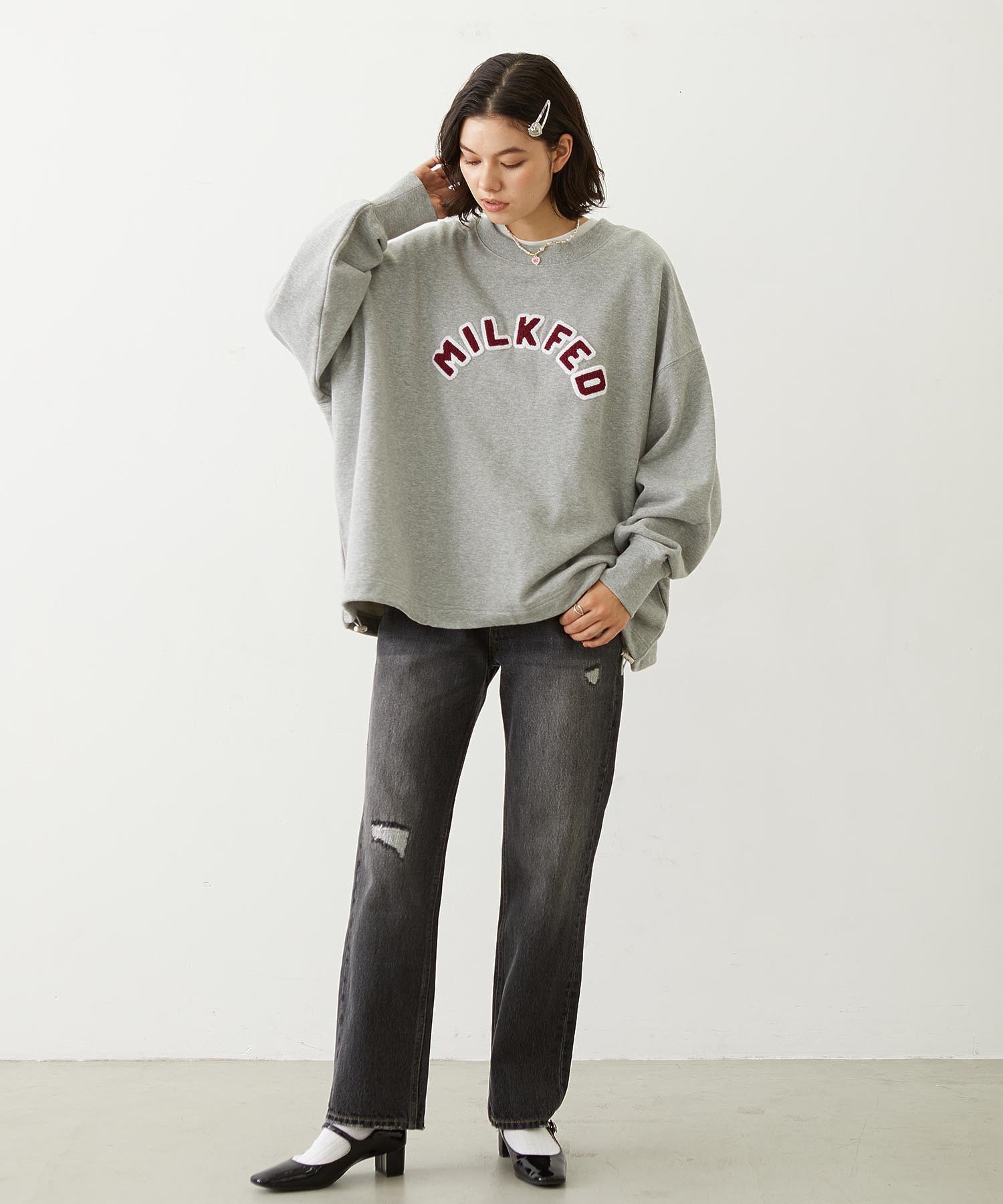 PATCH DRAWSTRING BIG SWEAT TOP