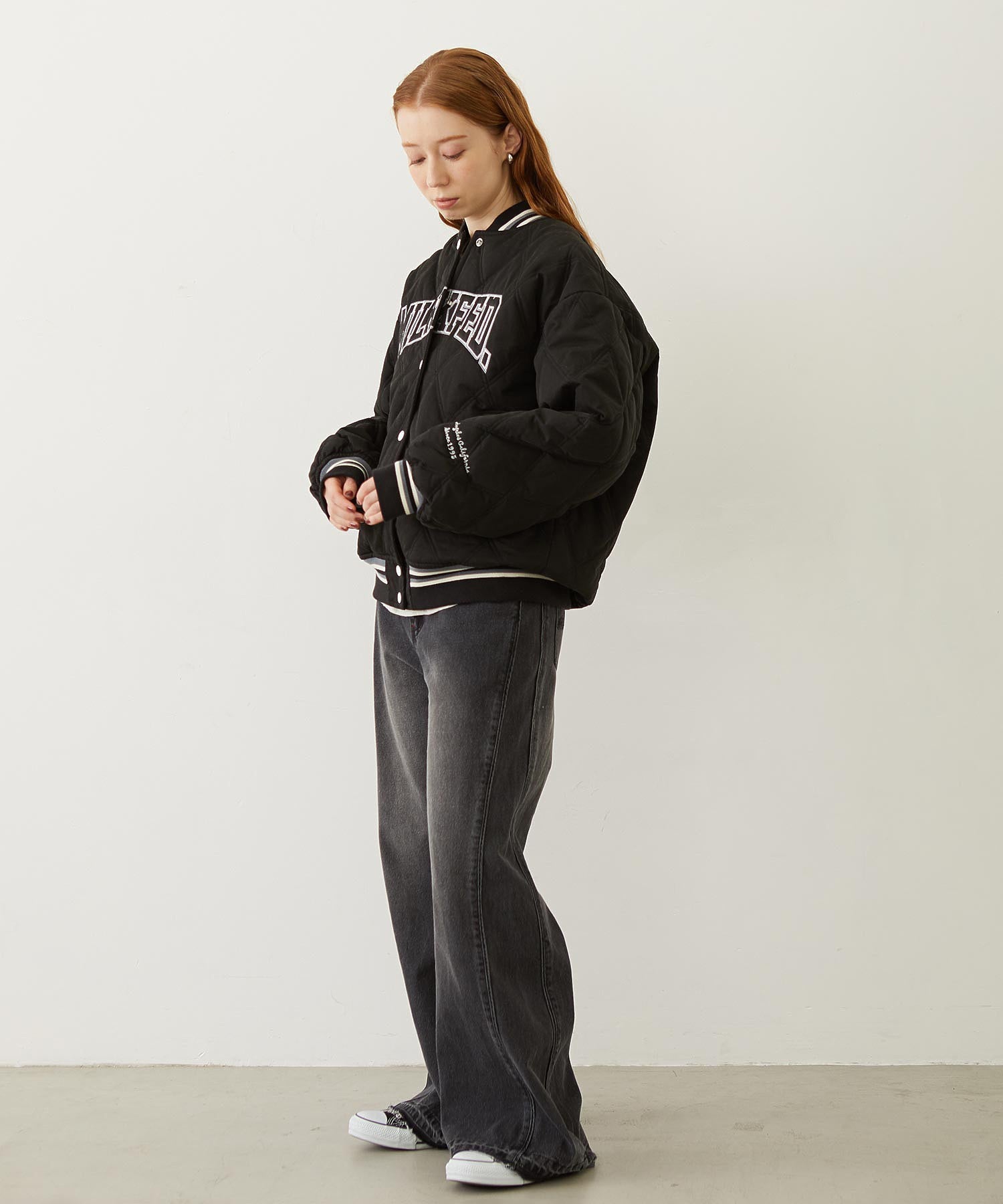SATIN LOGO PATCH QUILTED JACKET